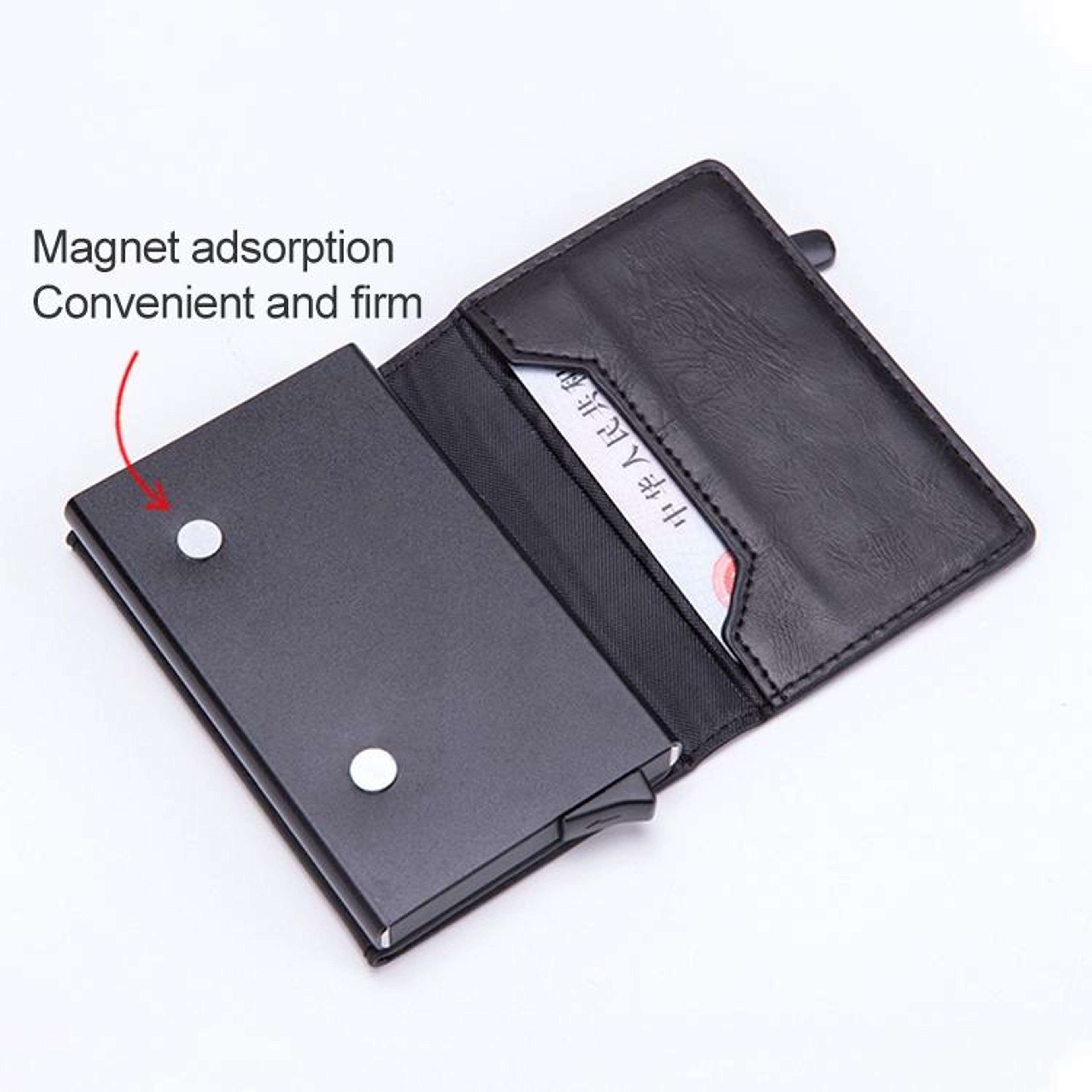 Magnetic RFID Wallet For Credit Cards With Aluminum Pop Up Holder 4