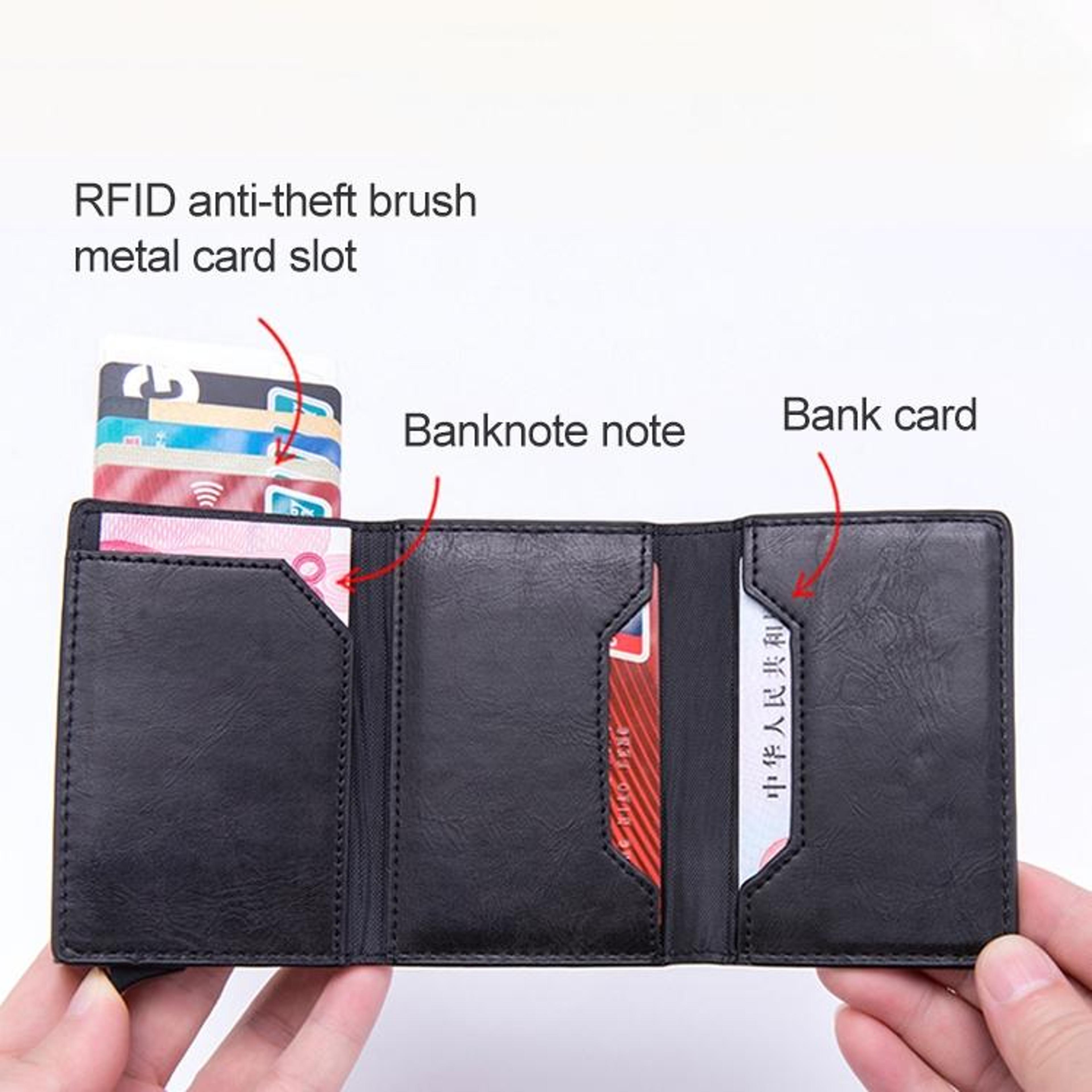 Magnetic RFID Wallet For Credit Cards With Aluminum Pop Up Holder 5