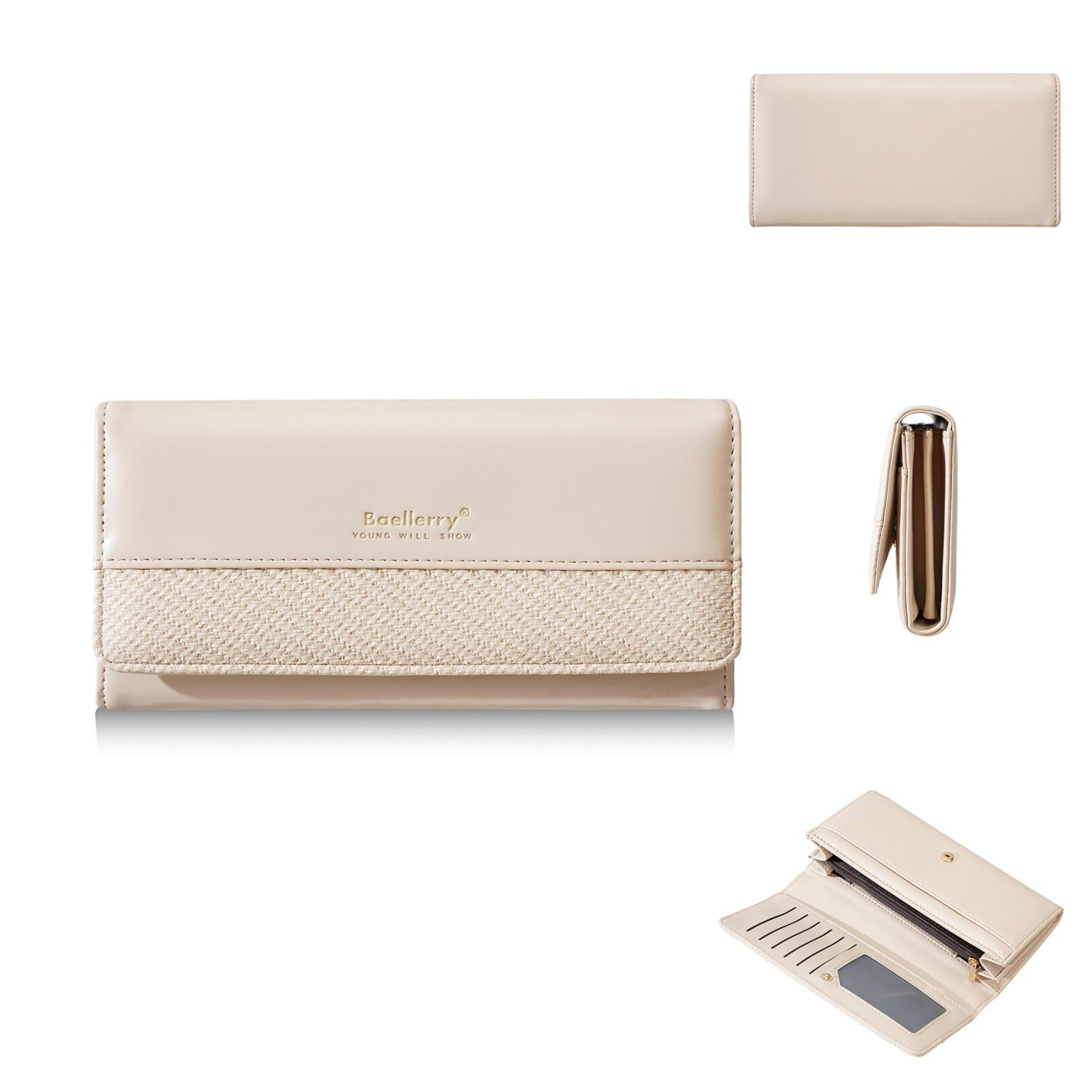 womens long pu leather wallet with zippered coin pocket and card holder