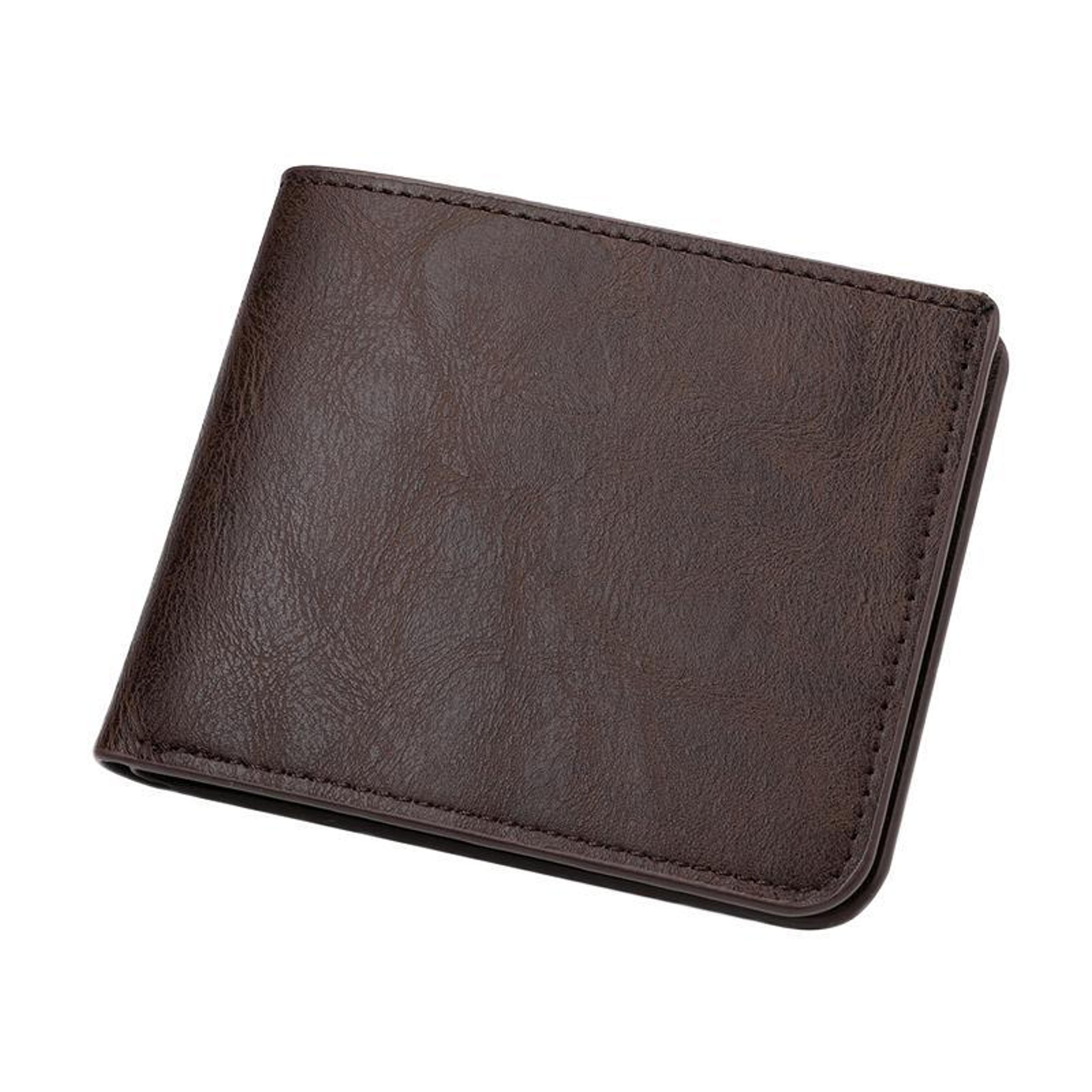 mens pu leather wallet with id slot and zipper pocket
