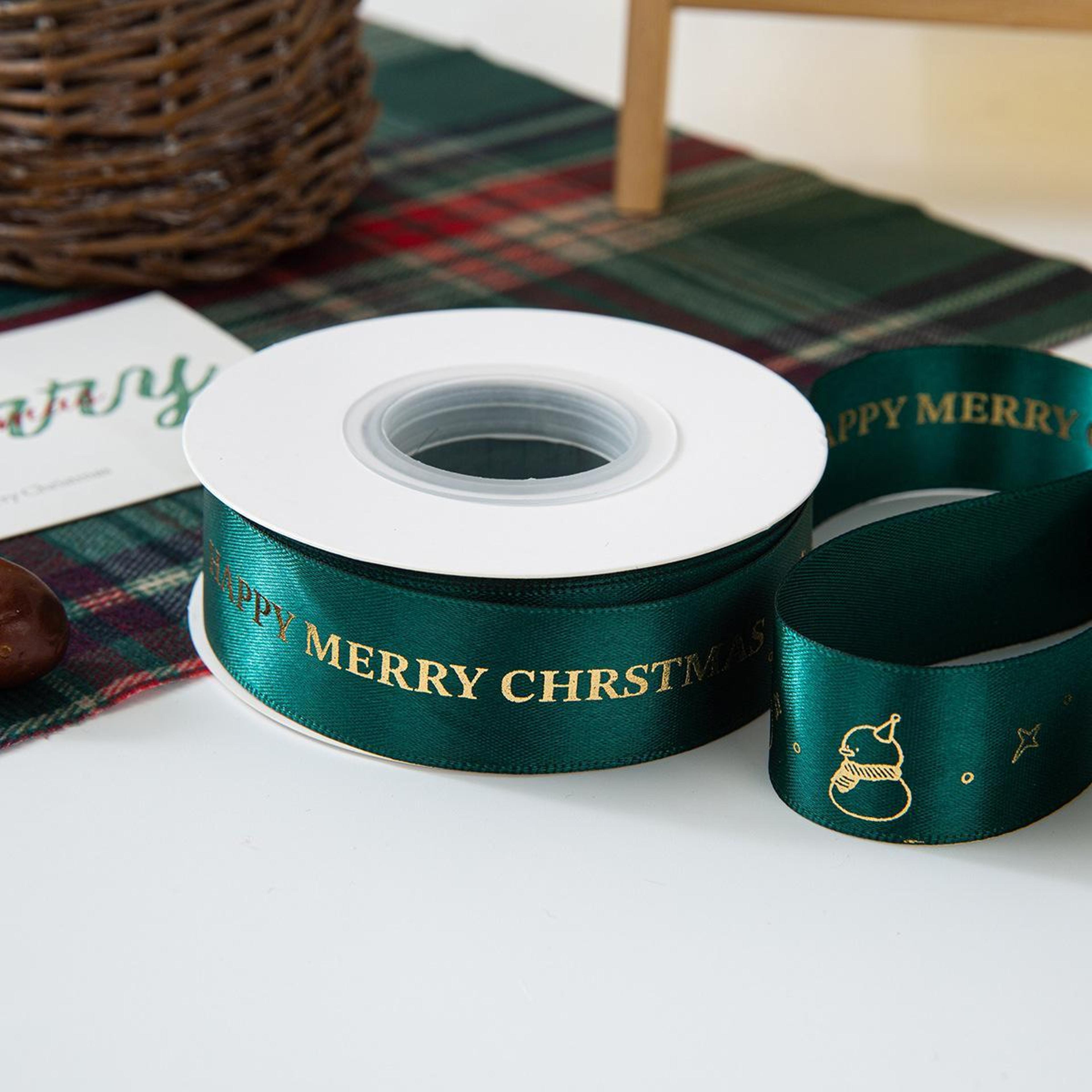 christmas gold foil satin ribbon 1 inch x 25 yards for holiday gift wrapping