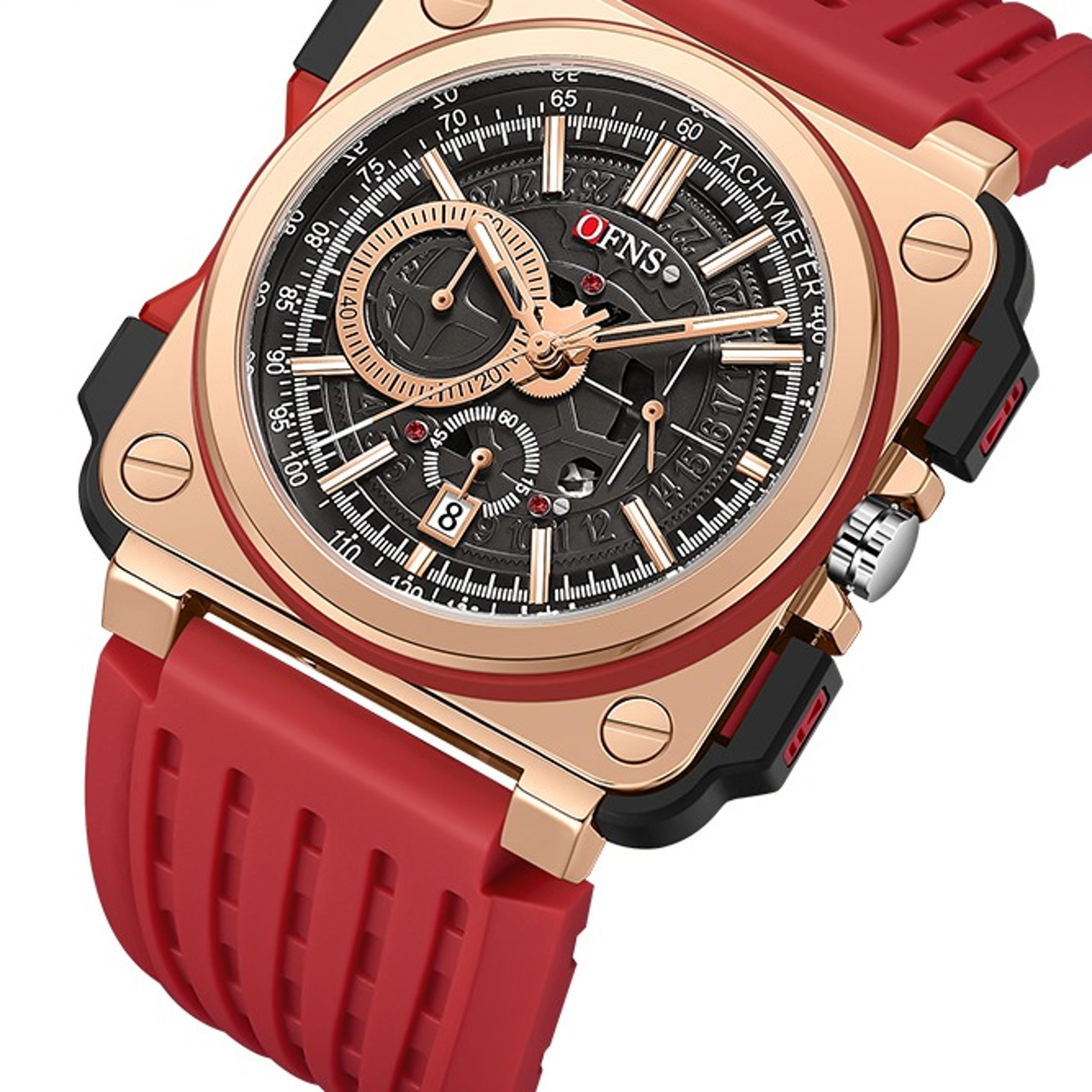 OFNS Luxury Quartz Mens Watches Unique Designer Brand Sports Silicone Tape Watch Big Dial Casual Fas