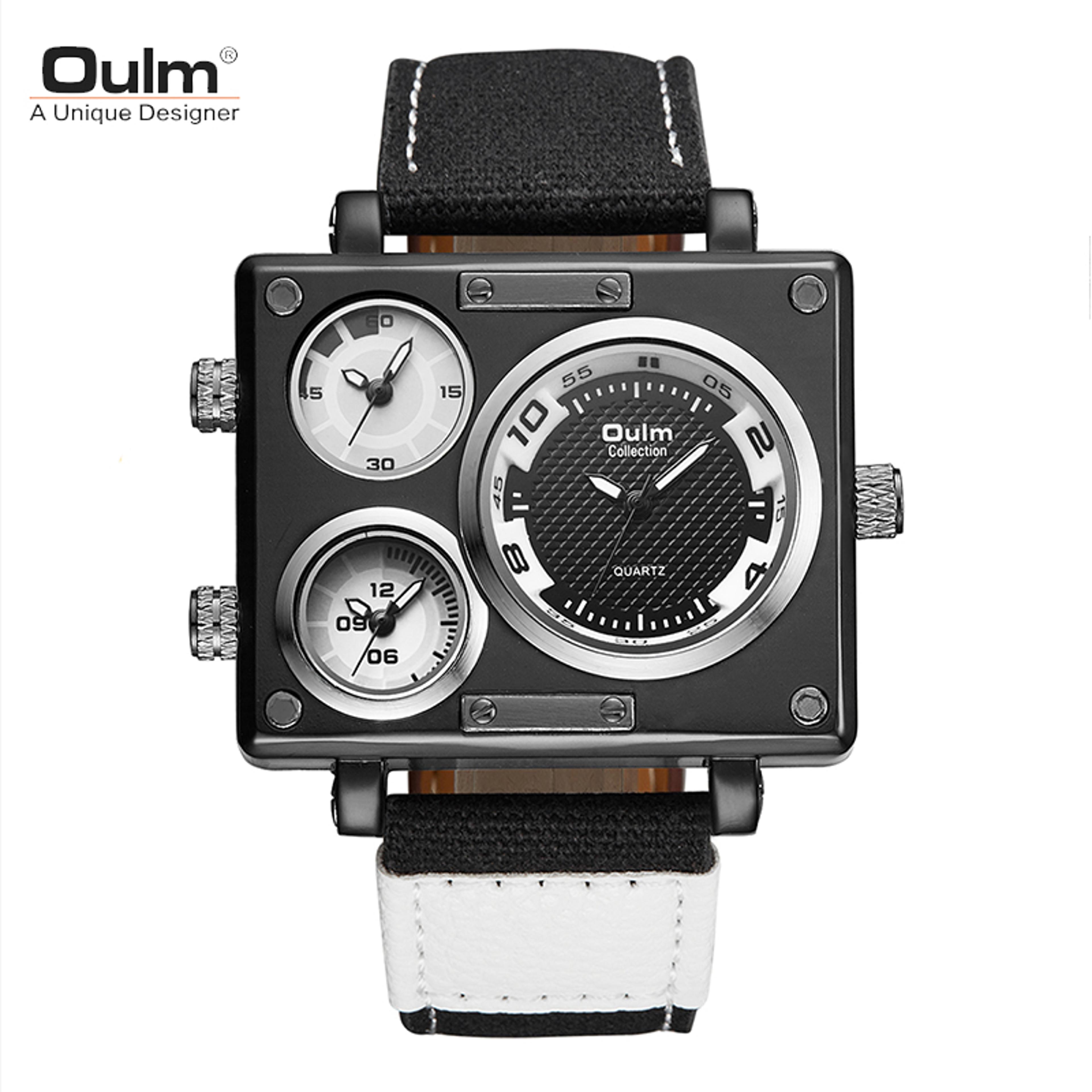 Designer Mens Quartz Watch With Fabric Leather Strap 8