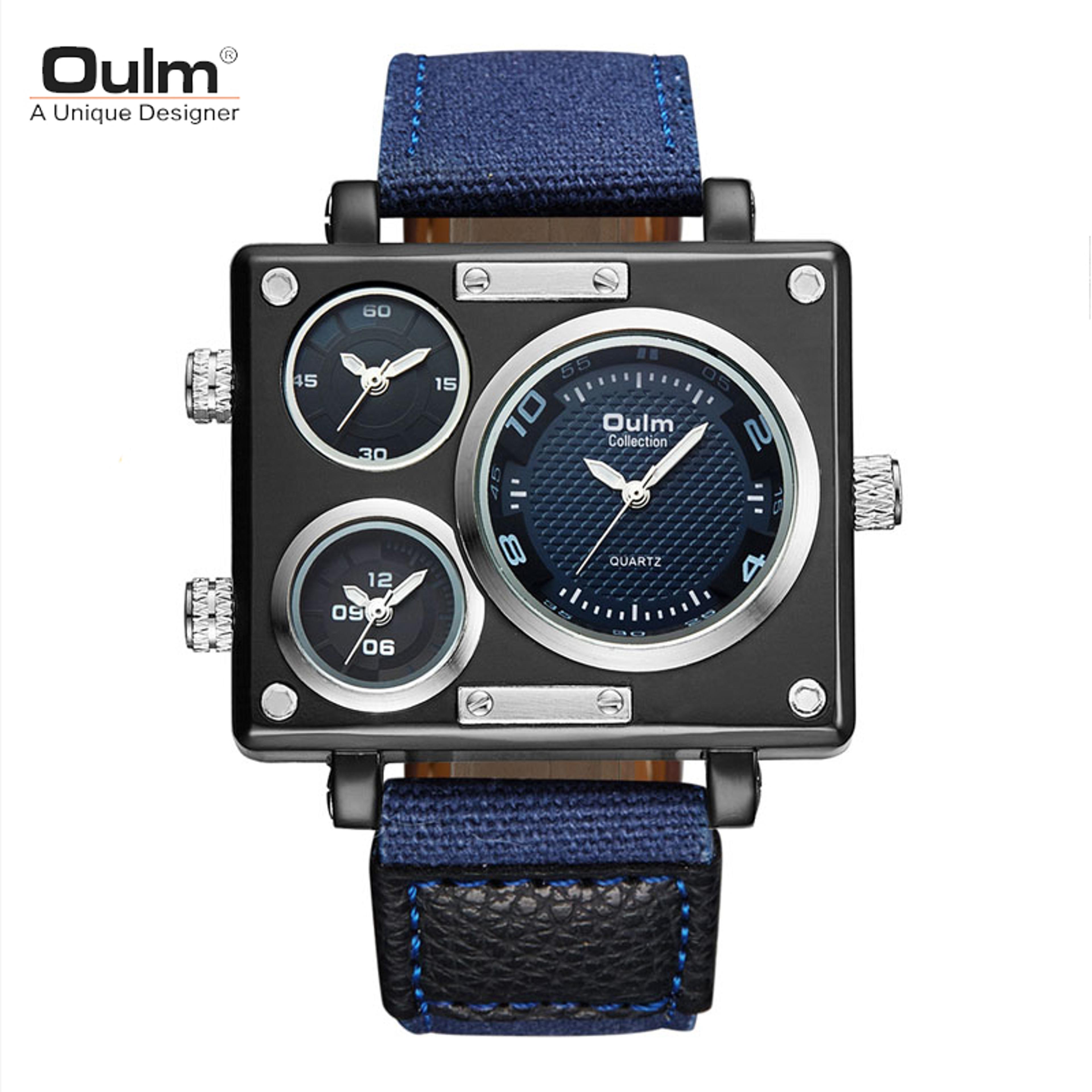 Designer Mens Quartz Watch With Fabric Leather Strap 7