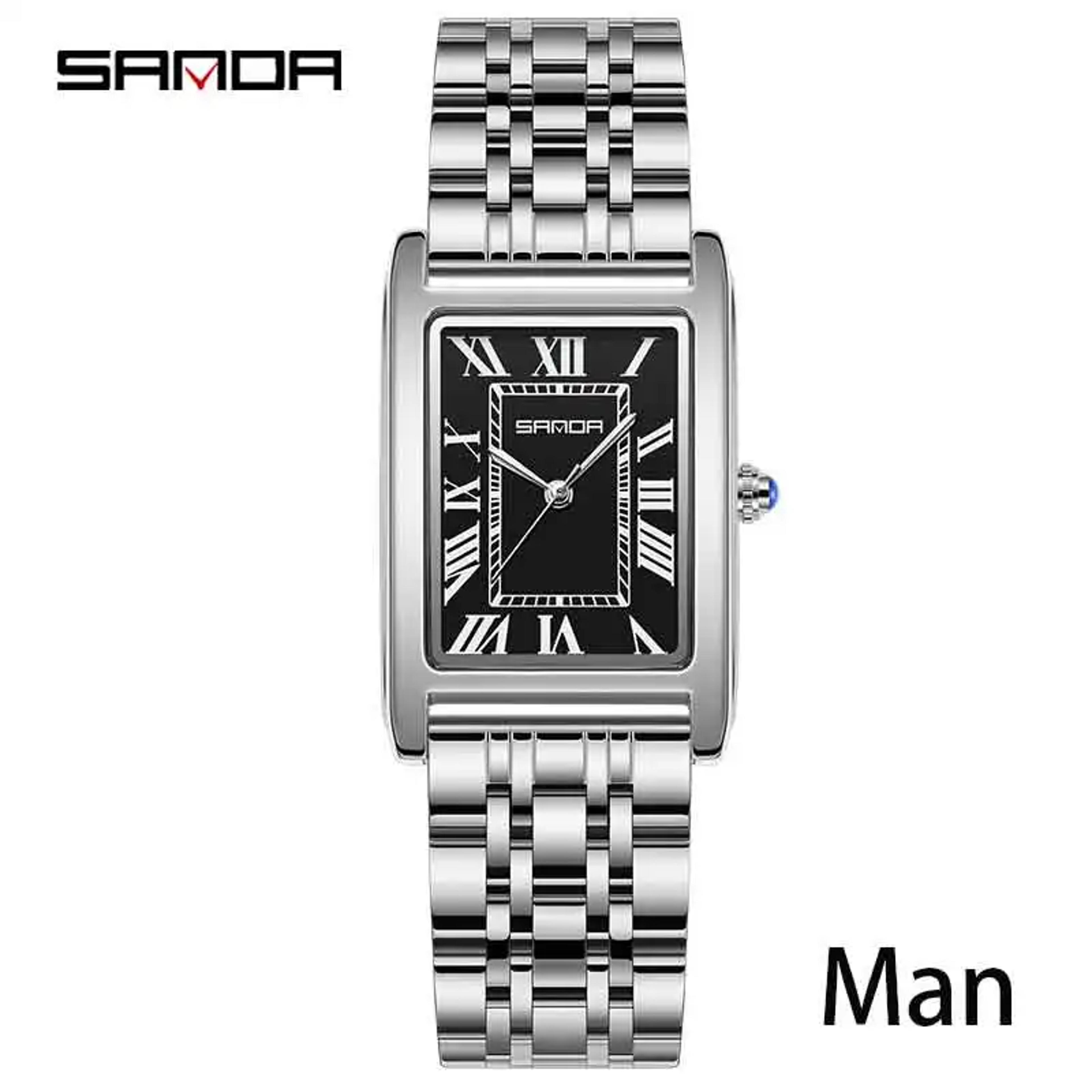 Elegant Couple Watch With Rectangular Dial Stainless Steel Strap And Quartz Movement 8