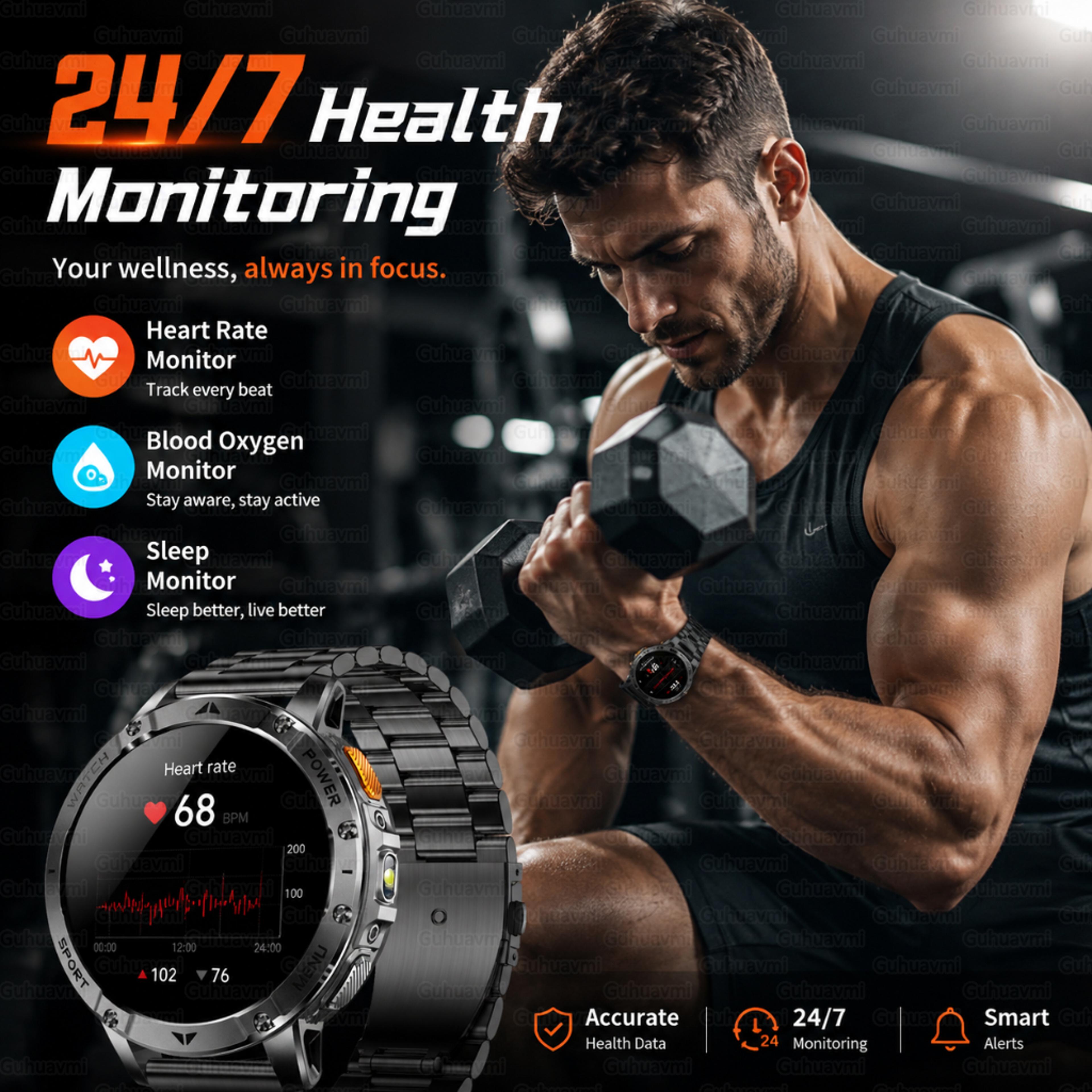 Rugged GPS Smart Watch With AMOLED Display Battery  Water Proofing 5