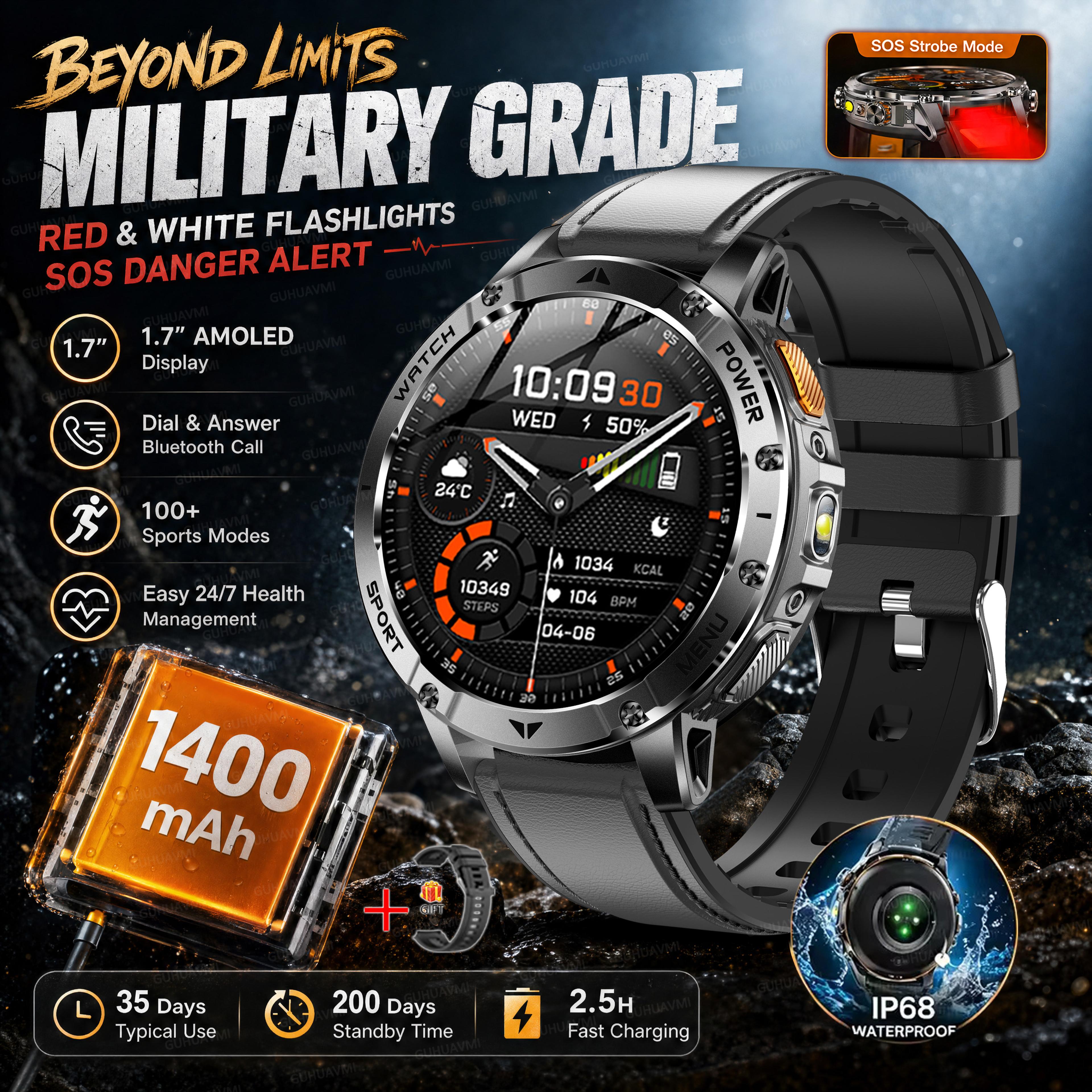 Rugged GPS Smart Watch With AMOLED Display Battery  Water Proofing 6