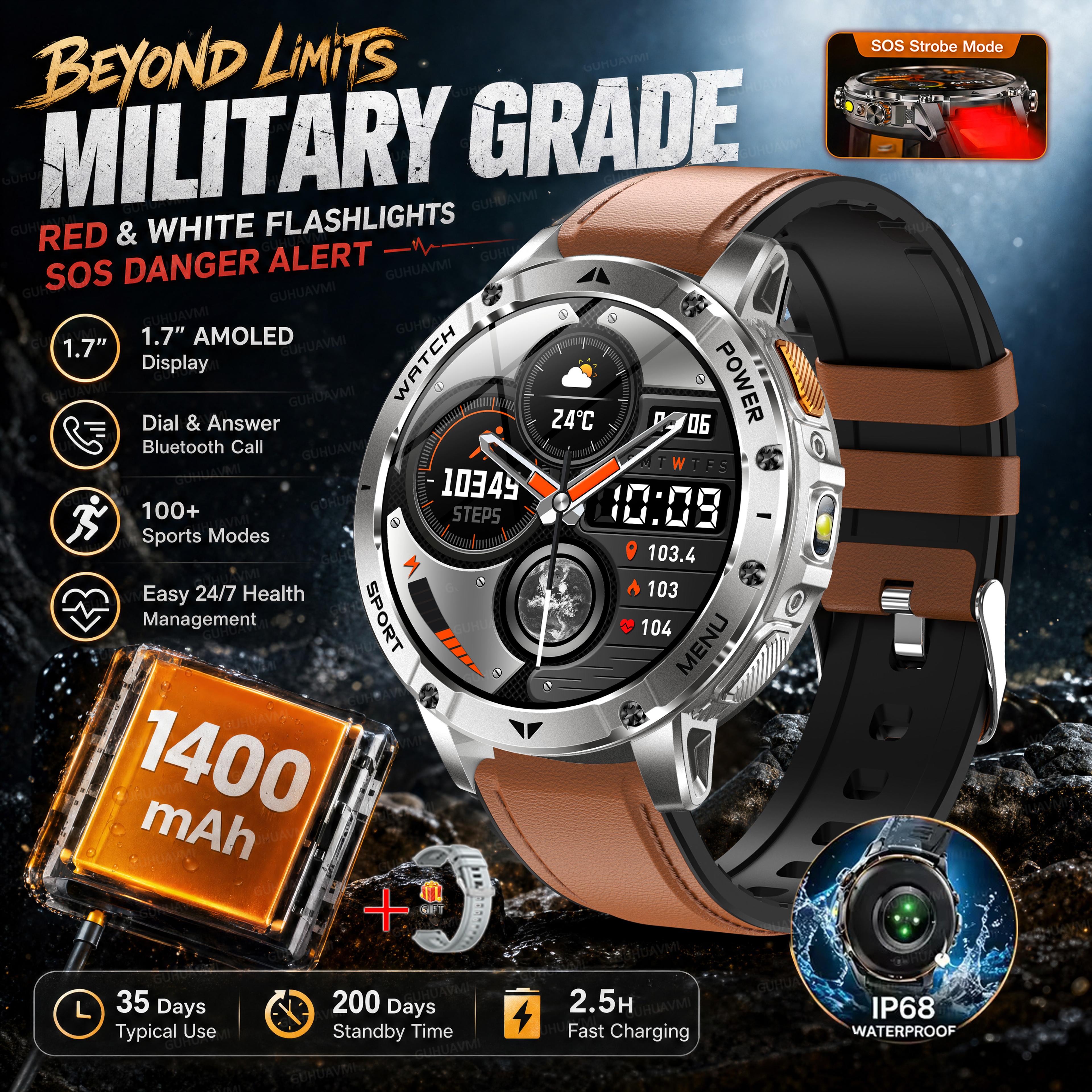 Rugged GPS Smart Watch With AMOLED Display Battery  Water Proofing 7