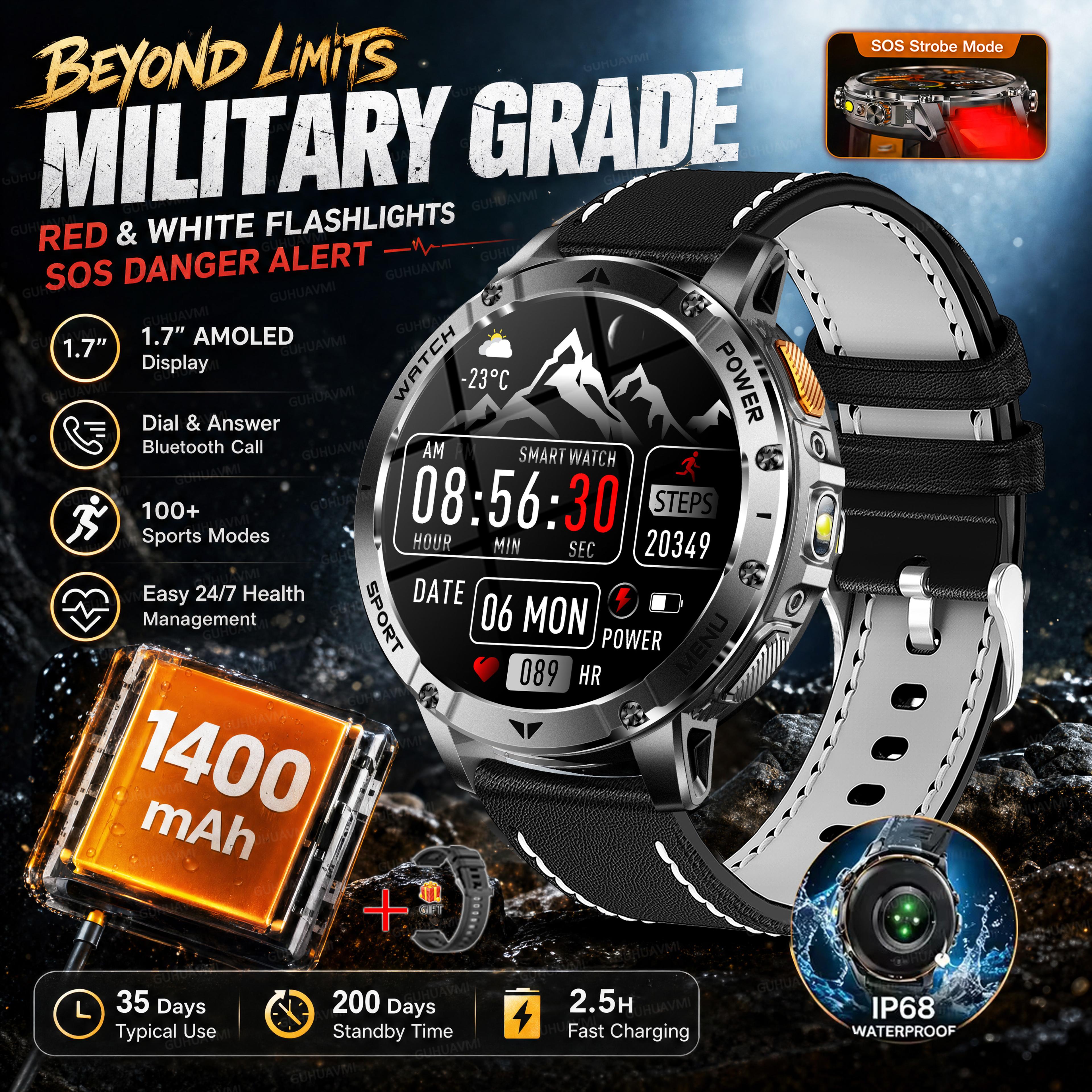 Rugged GPS Smart Watch With AMOLED Display Battery  Water Proofing 13