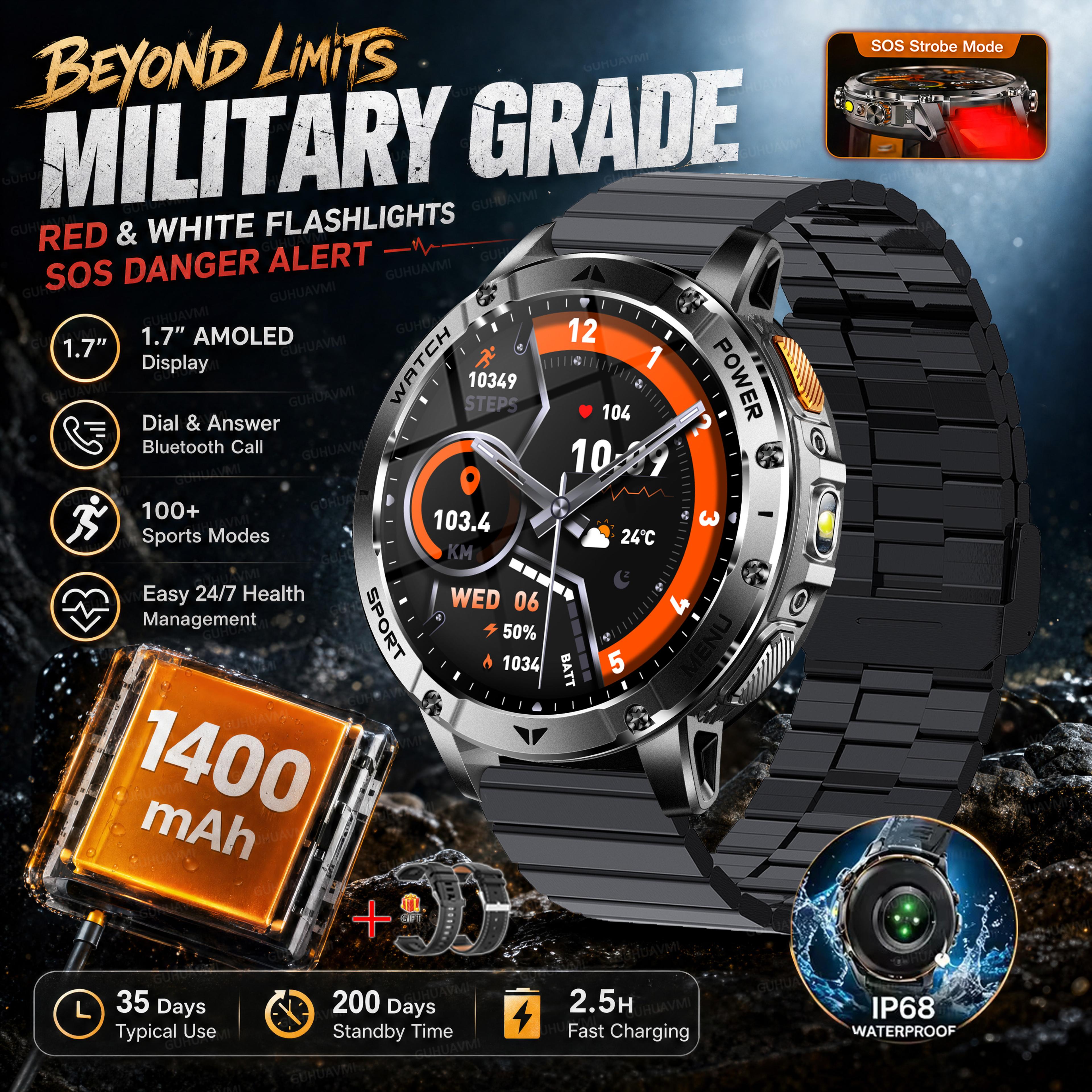 Rugged GPS Smart Watch With AMOLED Display Battery  Water Proofing 15
