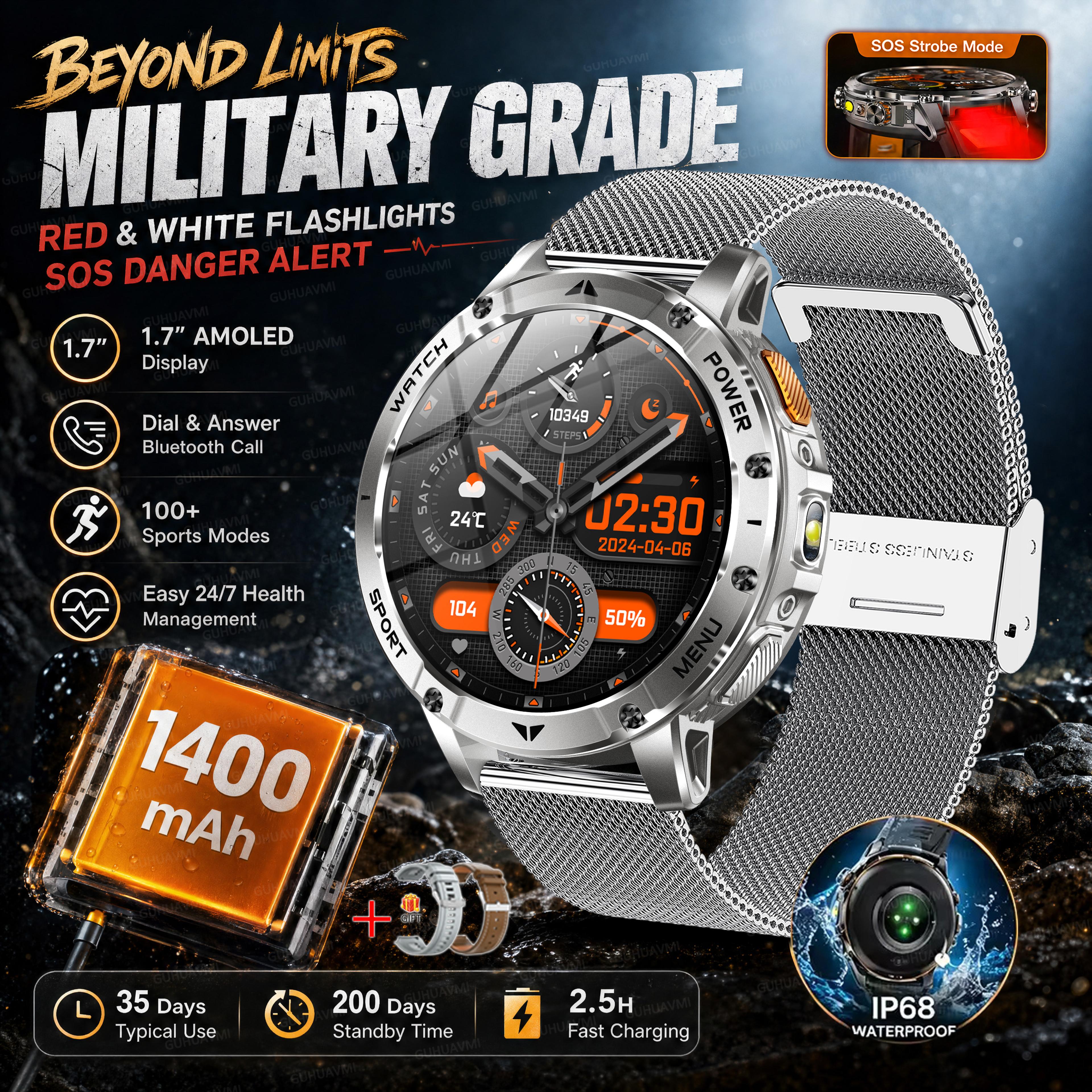 Rugged GPS Smart Watch With AMOLED Display Battery  Water Proofing 20