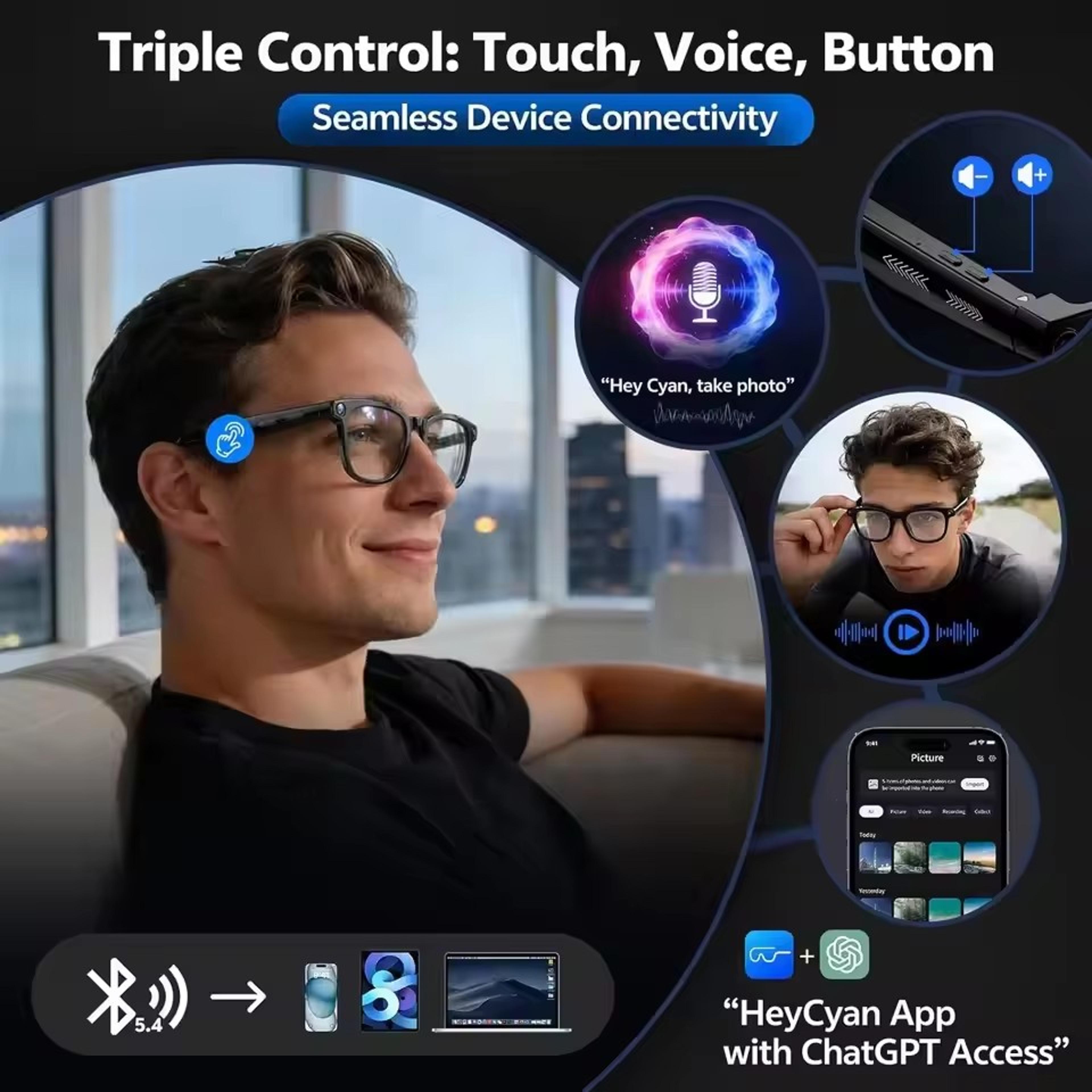 AI Smart Glasses With POV Camera AI Translation  WiFi 1