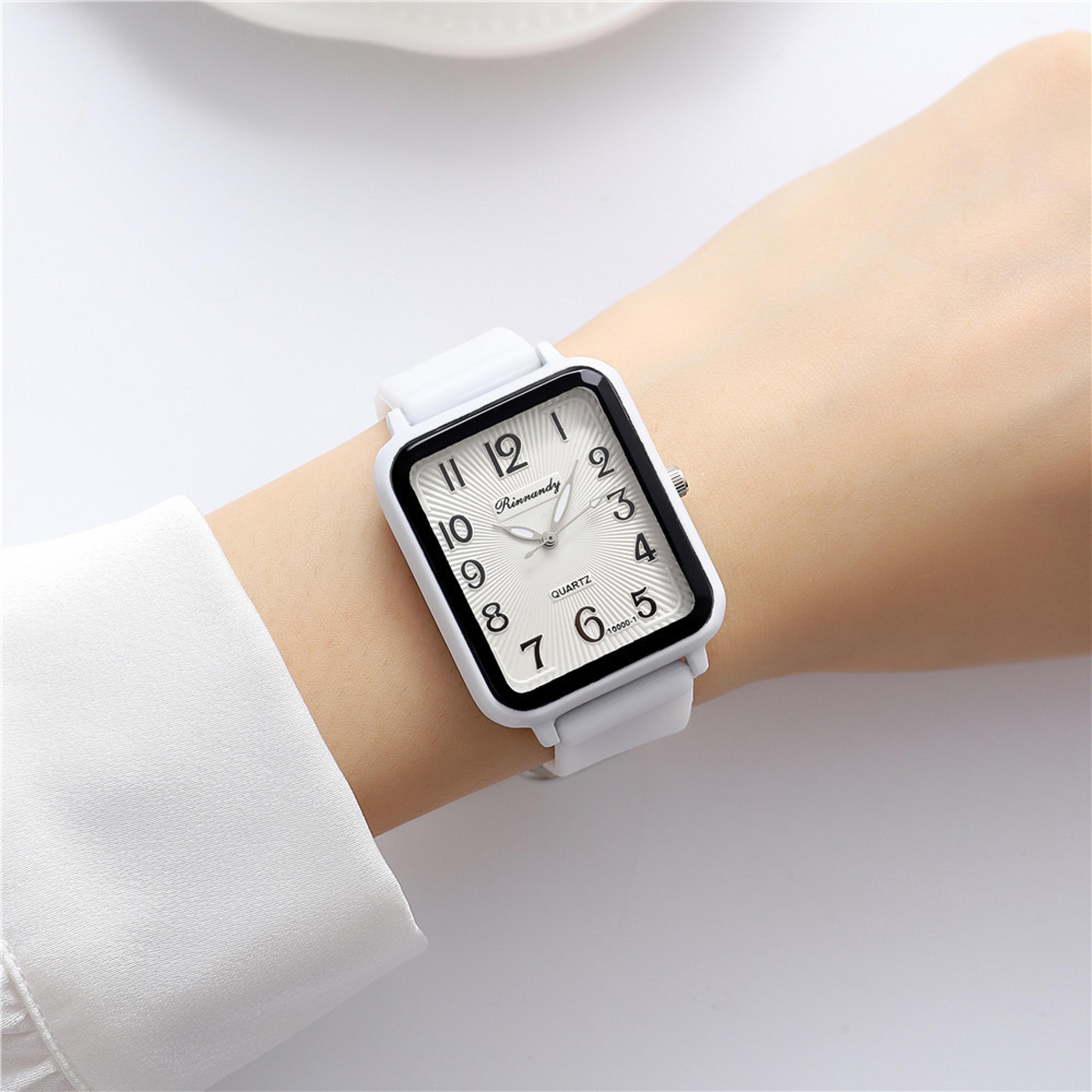 Minimalist Rectangle Womens Quartz Watch With Silicone Strap 3