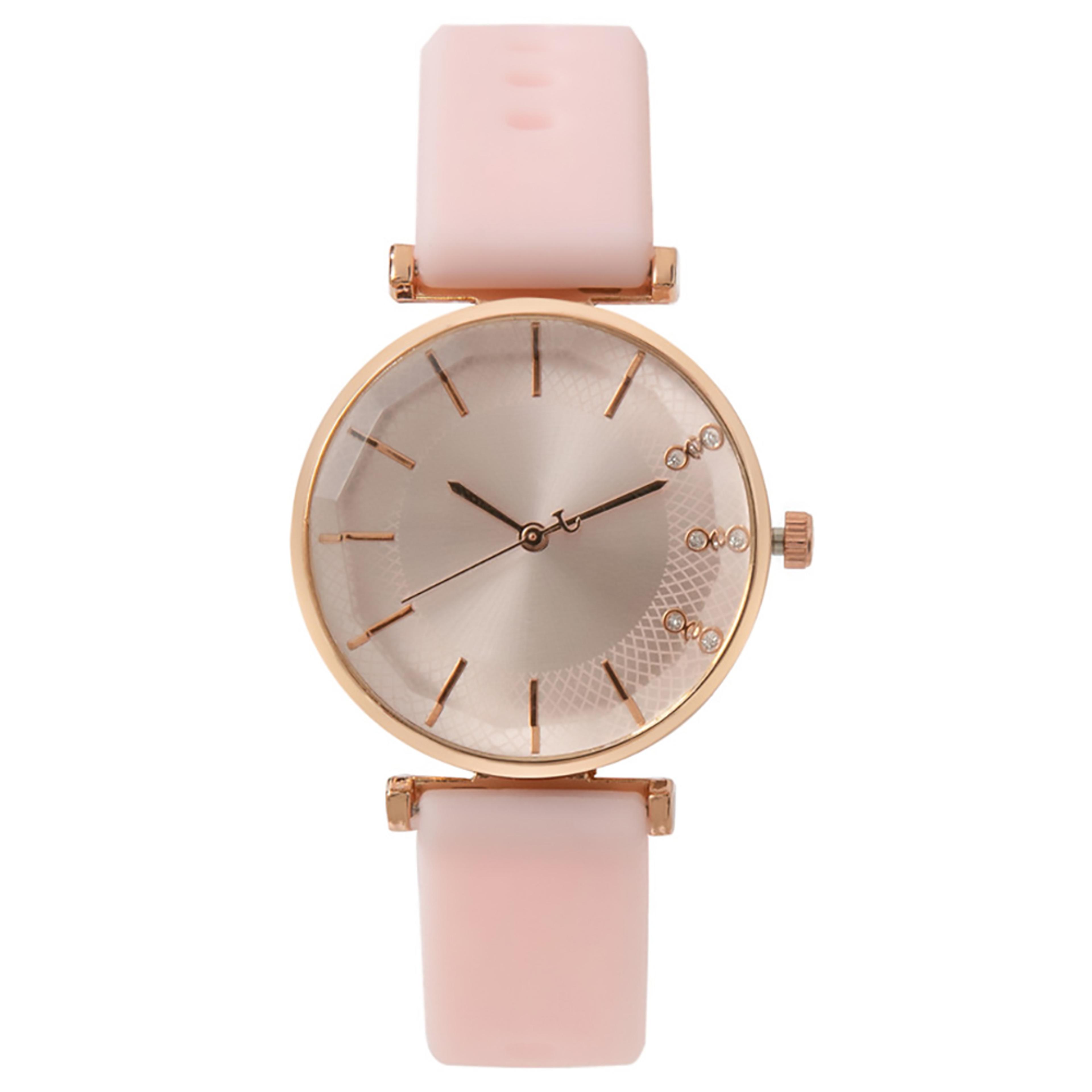 Diamond Accent Womens Quartz Watch With Soft Silicone Strap 4