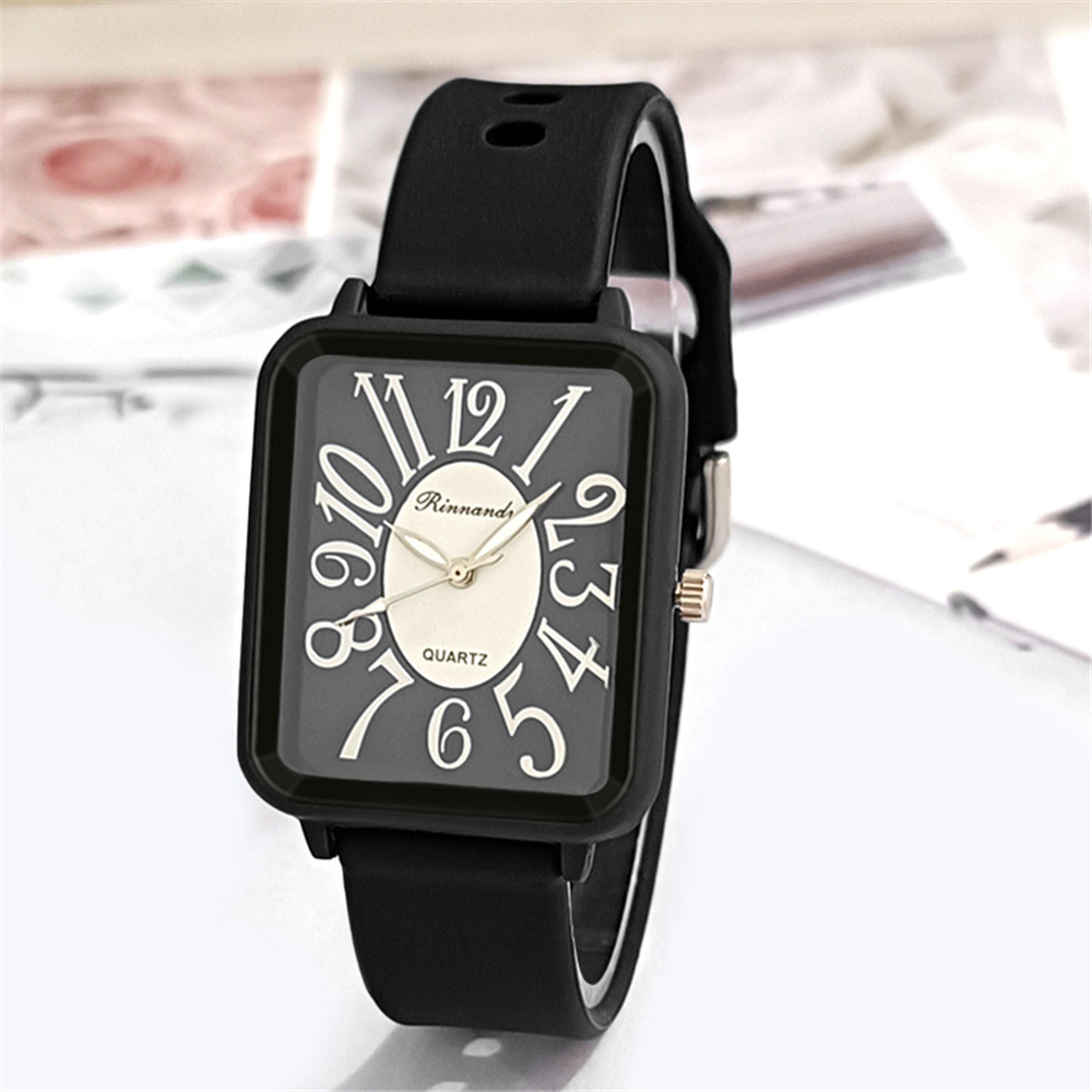 Minimalist Square Womens Quartz Watch With Soft Silicone Strap 1