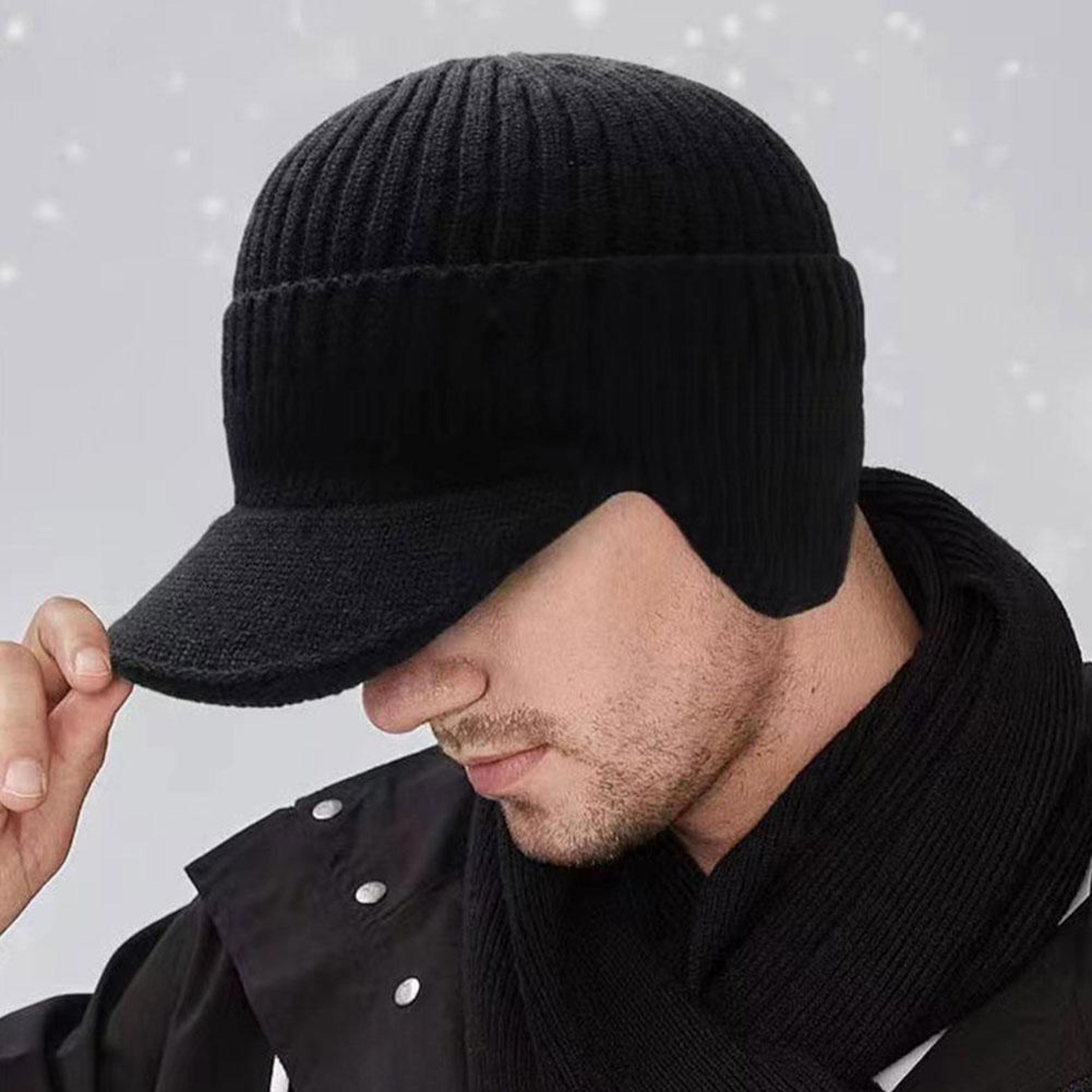 Plush Fur Lined Winter Hat With Brim And Ear Protection 0
