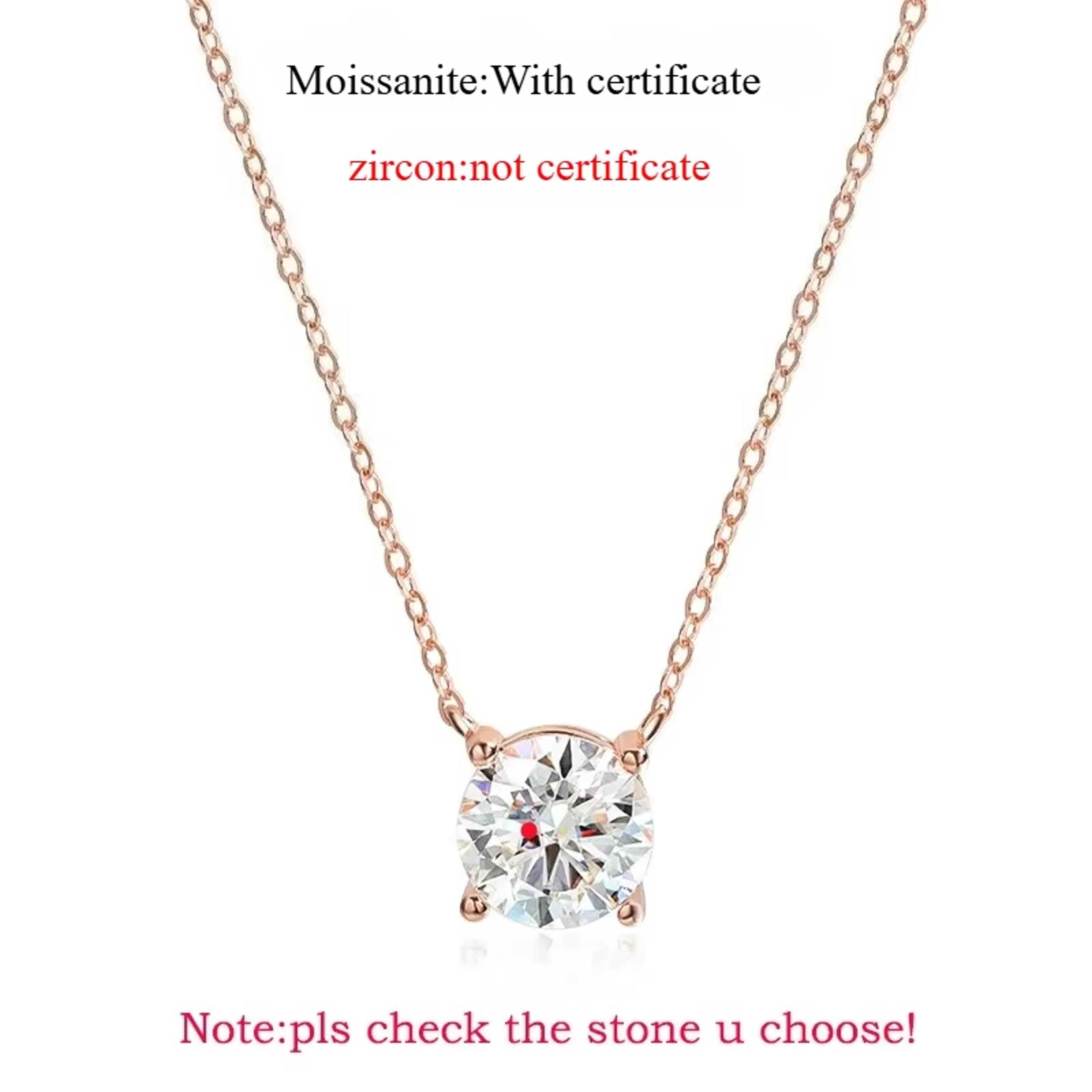 Rose Gold D Color Moissanite Pendant Necklace Sterling Silver 2