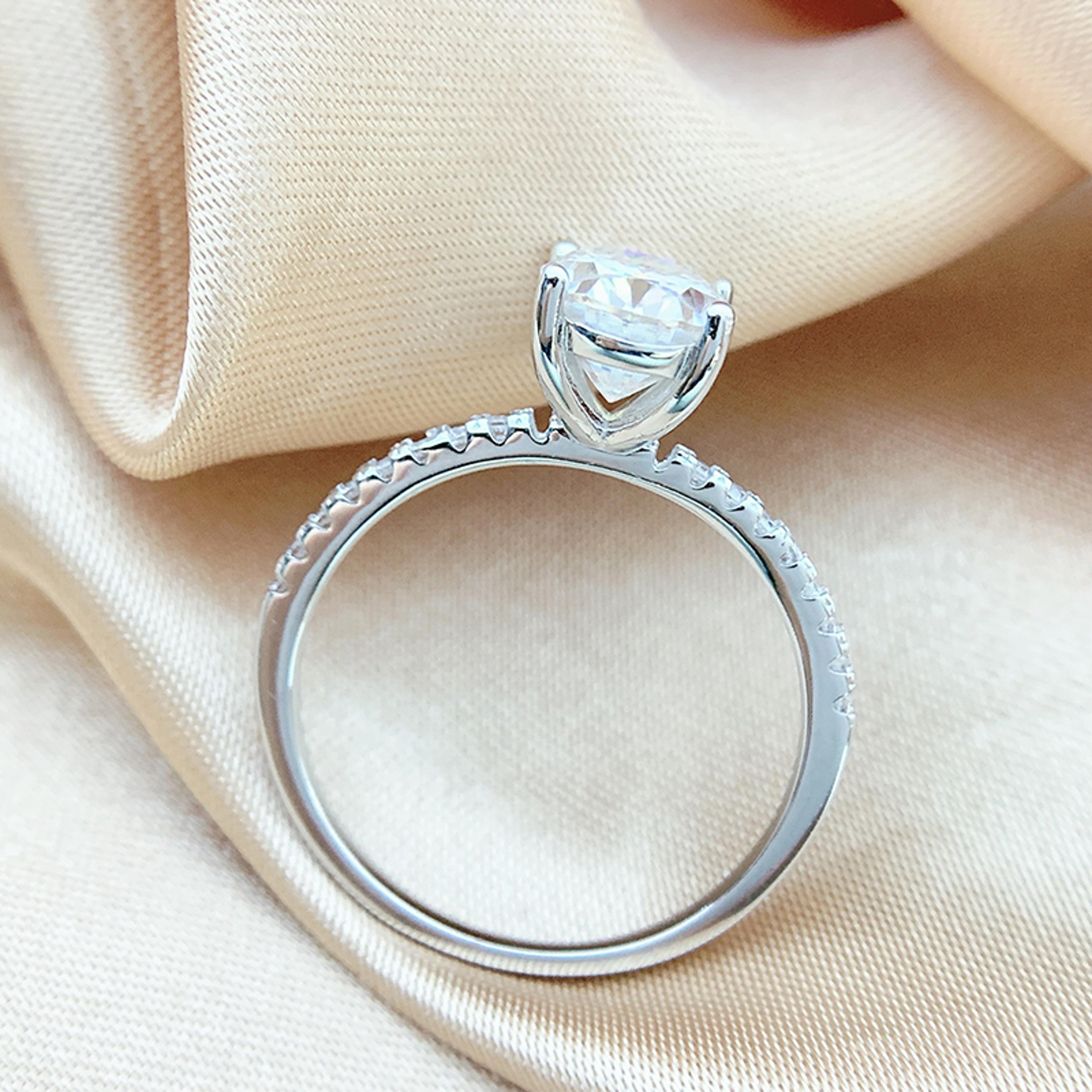 Oval Cut Moissanite Engagement Ring Sterling Silver 2