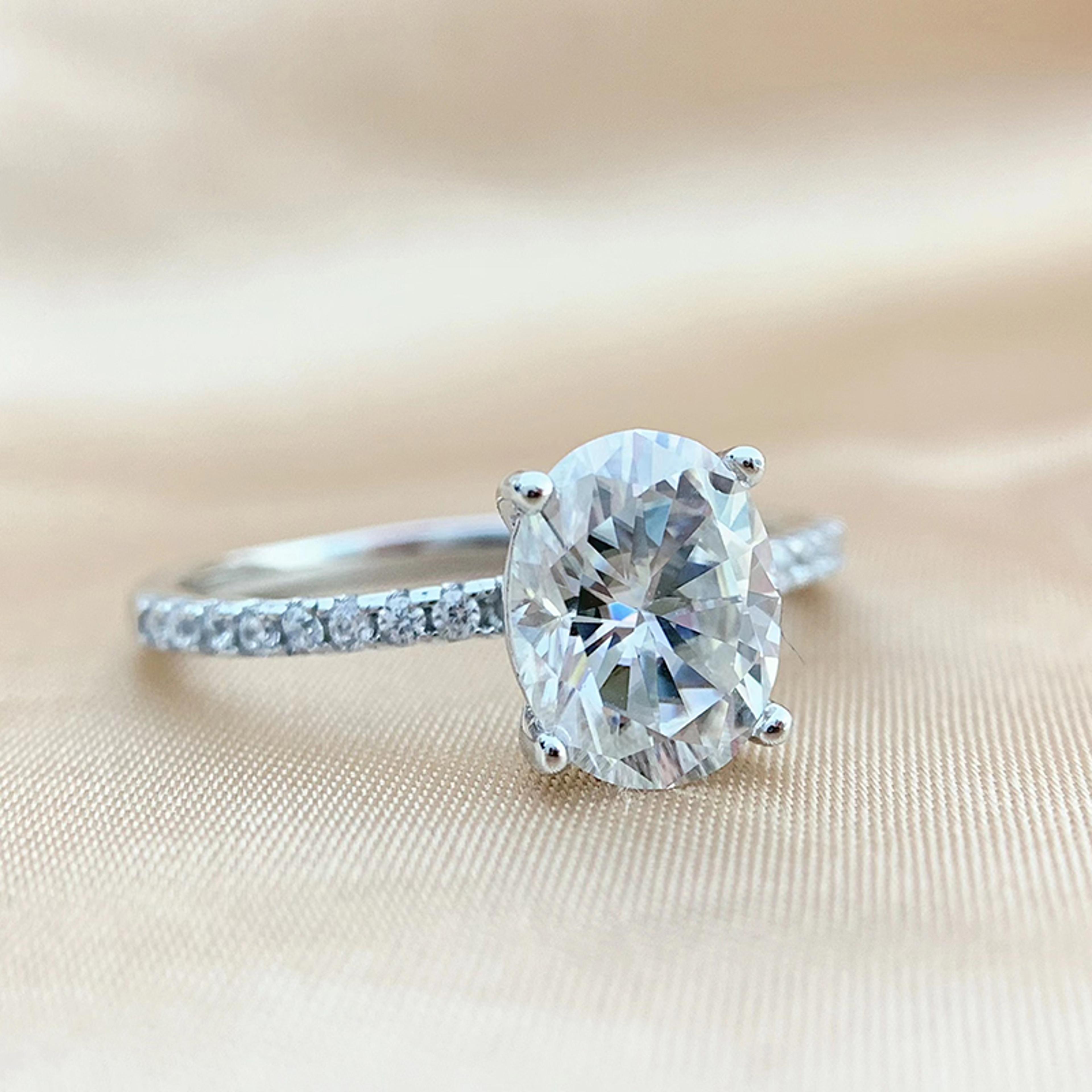 Oval Cut Moissanite Engagement Ring Sterling Silver 1
