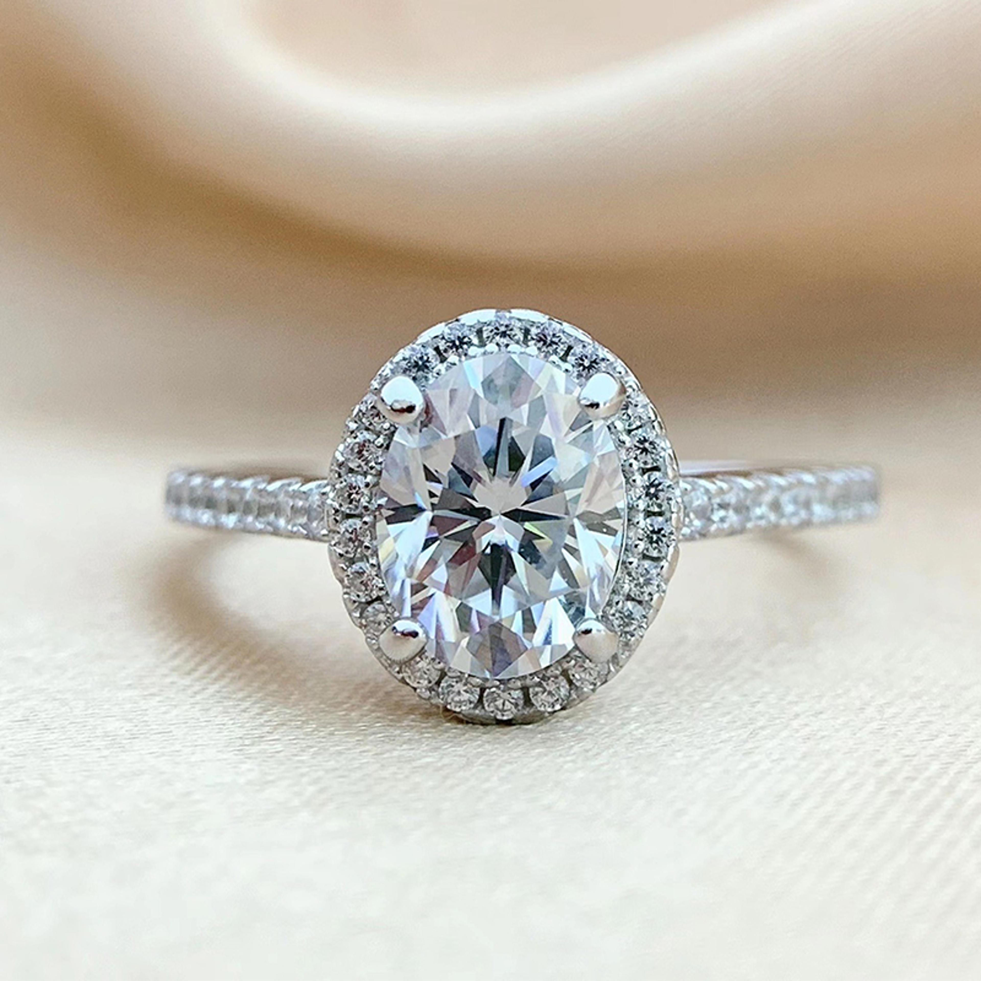 Oval Cut Moissanite Engagement Ring Sterling Silver 6