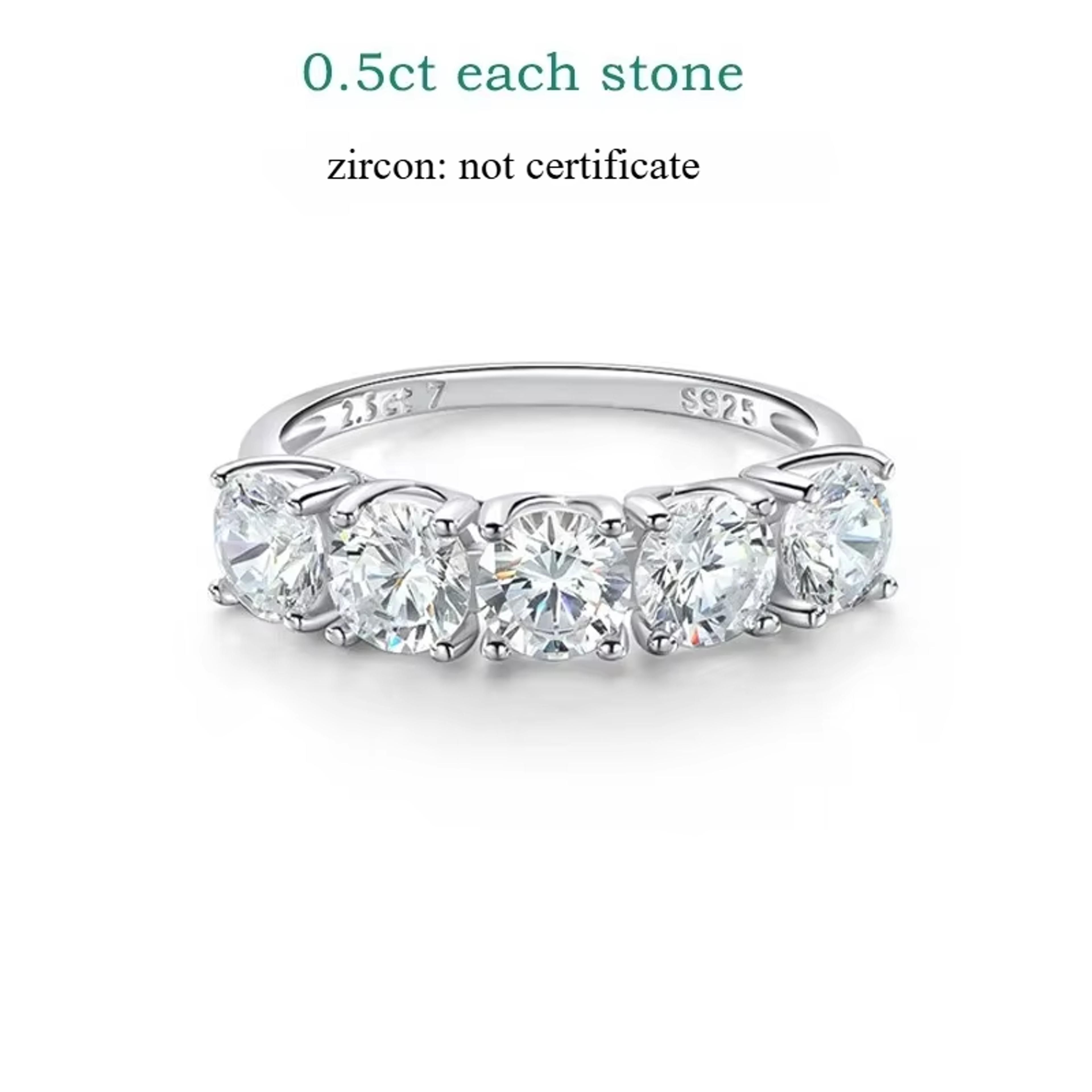 Five Stone Moissanite Wedding Ring For Women In Sterling Silver 5