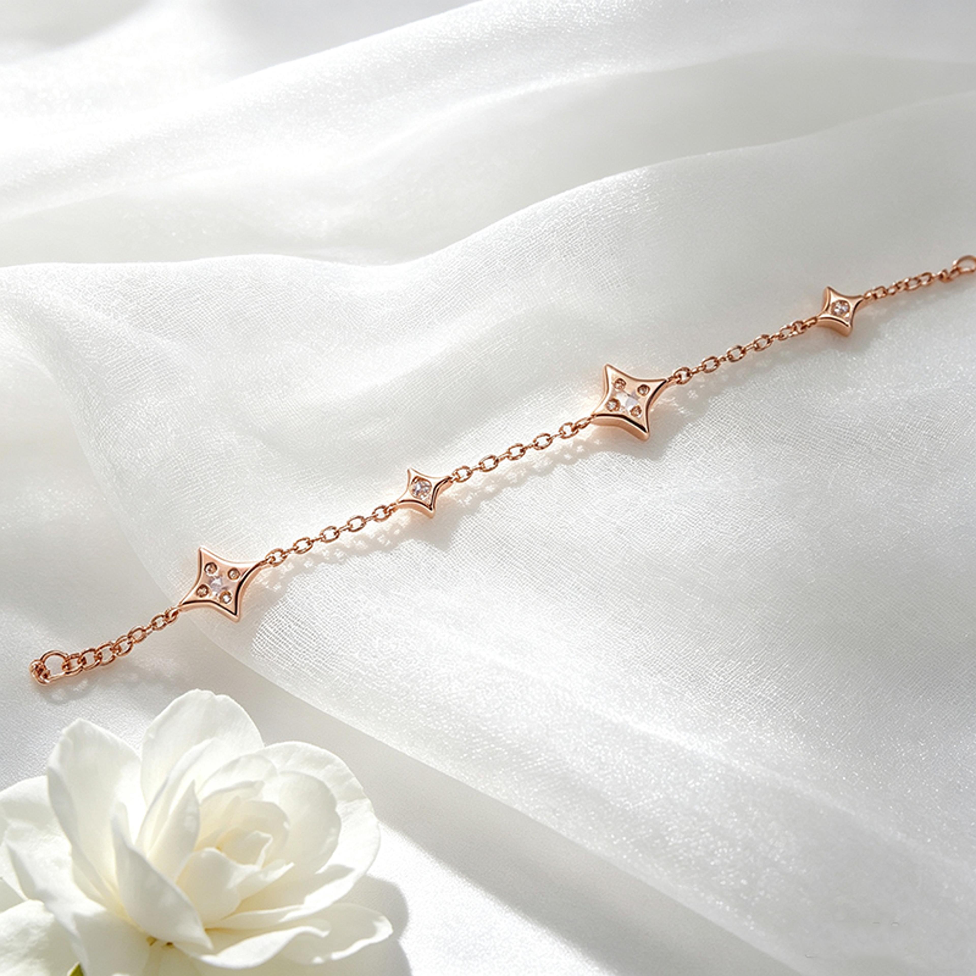 Gold Plated Moissanite Bracelet Adjustable Sterling Silver Jewelry 3