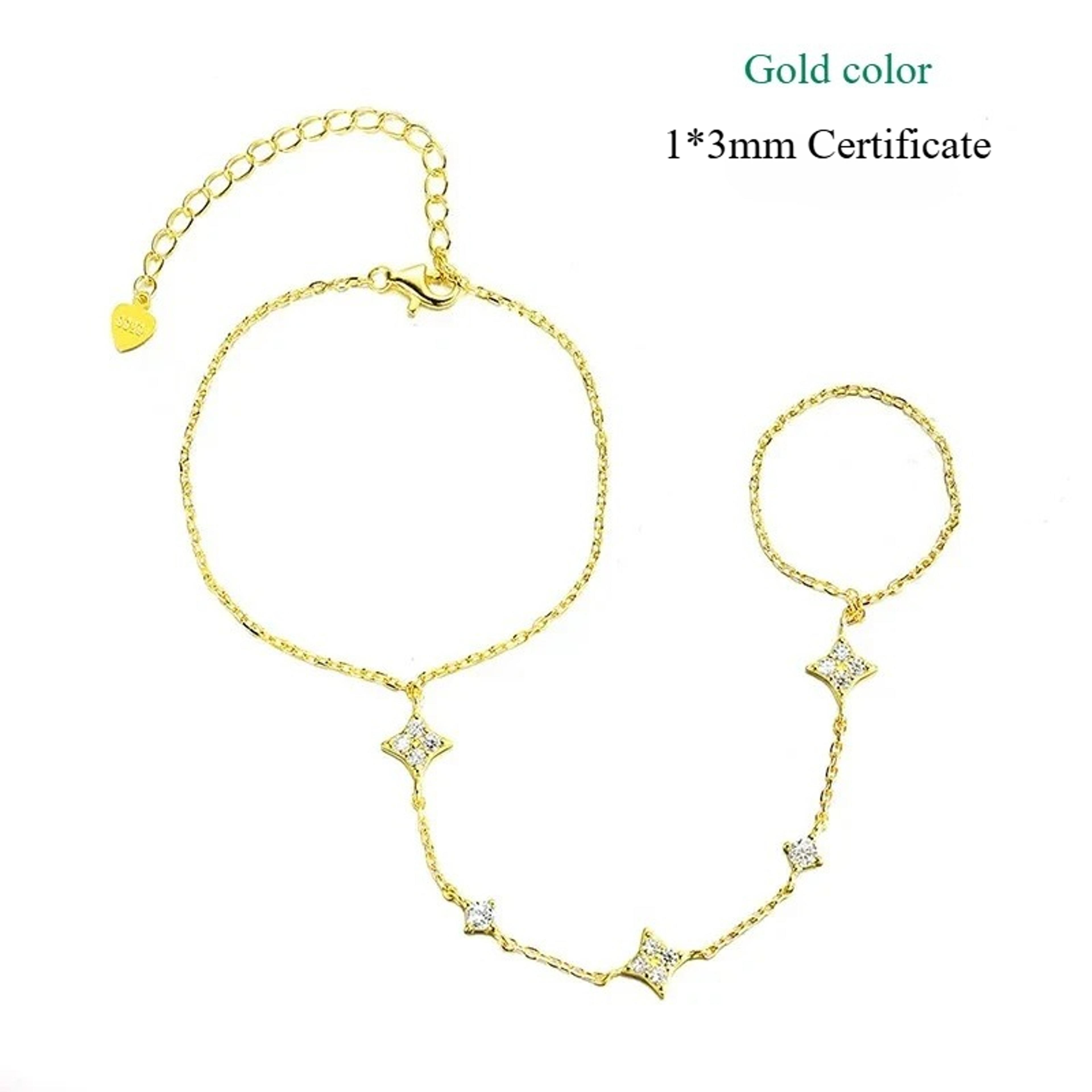 Gold Plated Moissanite Bracelet Adjustable Sterling Silver Jewelry 5