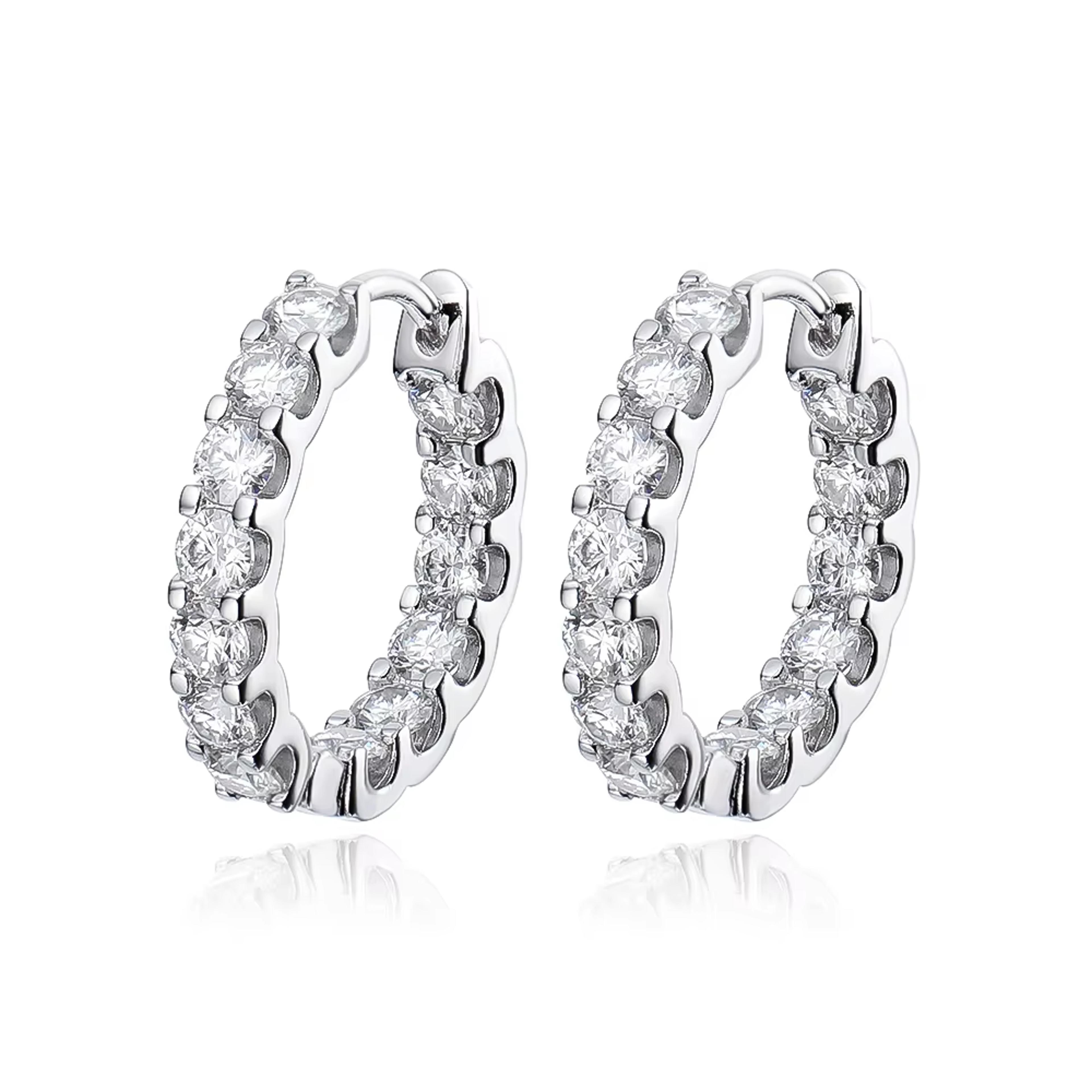 Moissanite Hoop Earrings Sterling Silver Wedding Jewelry 2