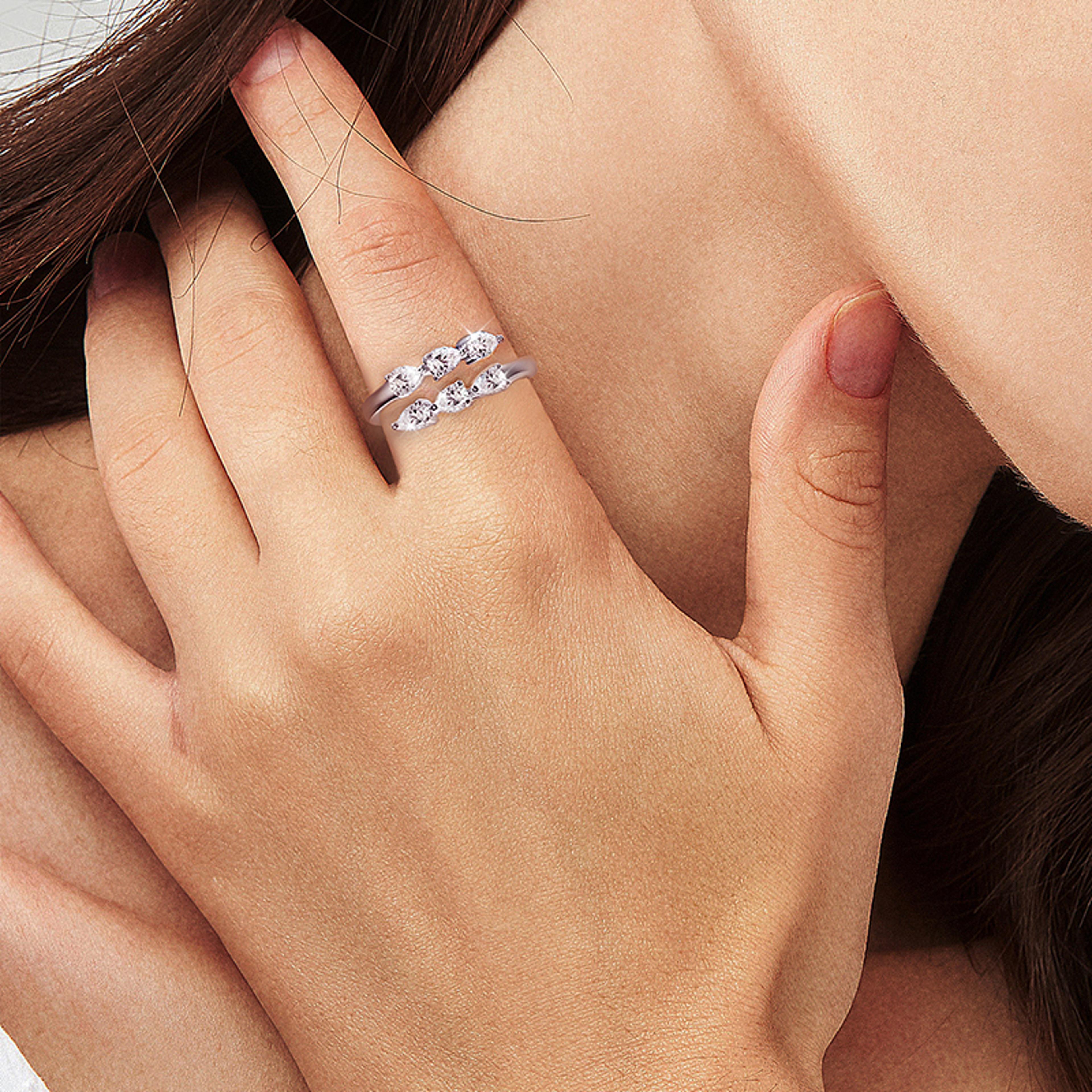 Water Drop Moissanite Promise Ring In Sterling Silver 4