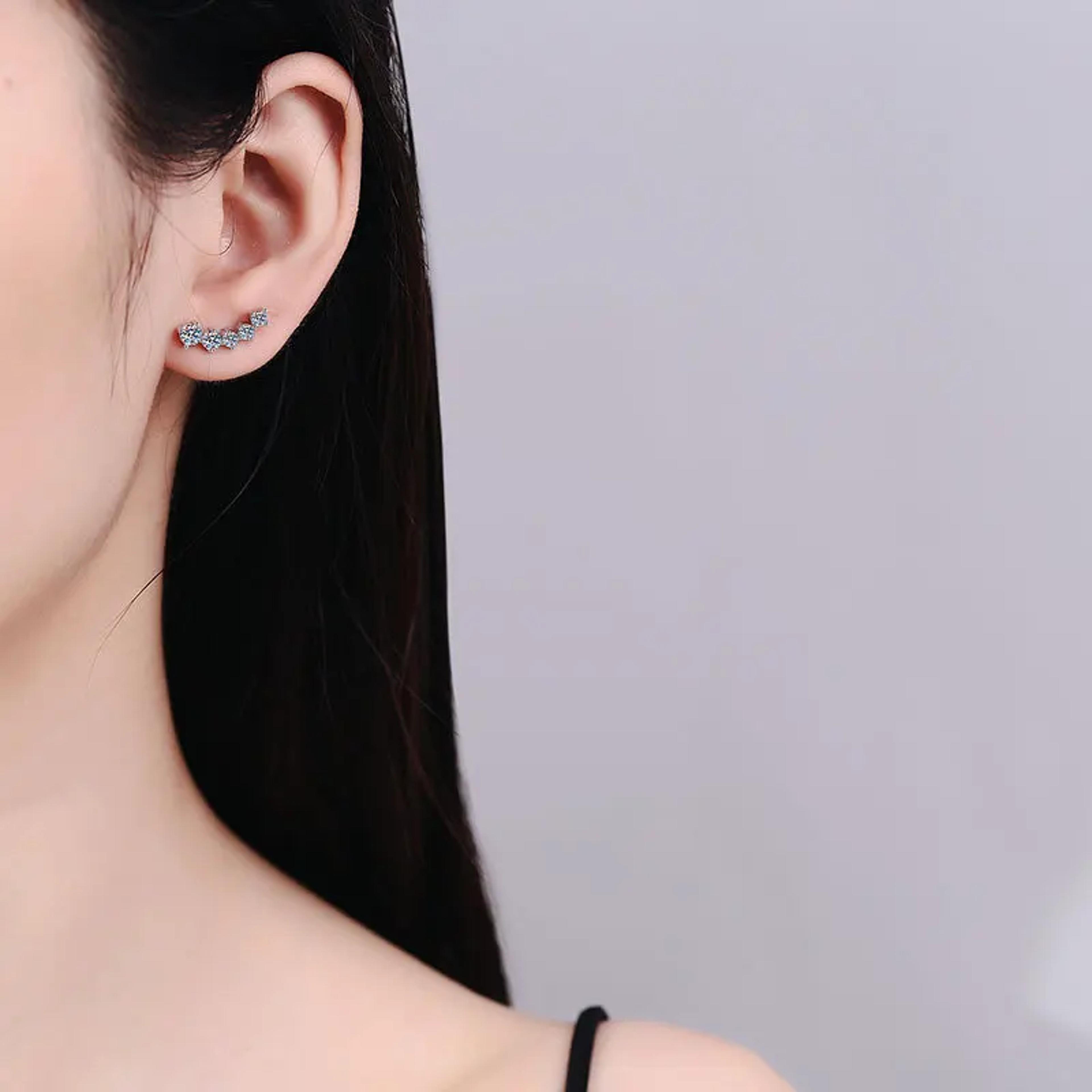 Gradient Moissanite Stud Earrings In Sterling Silver 2