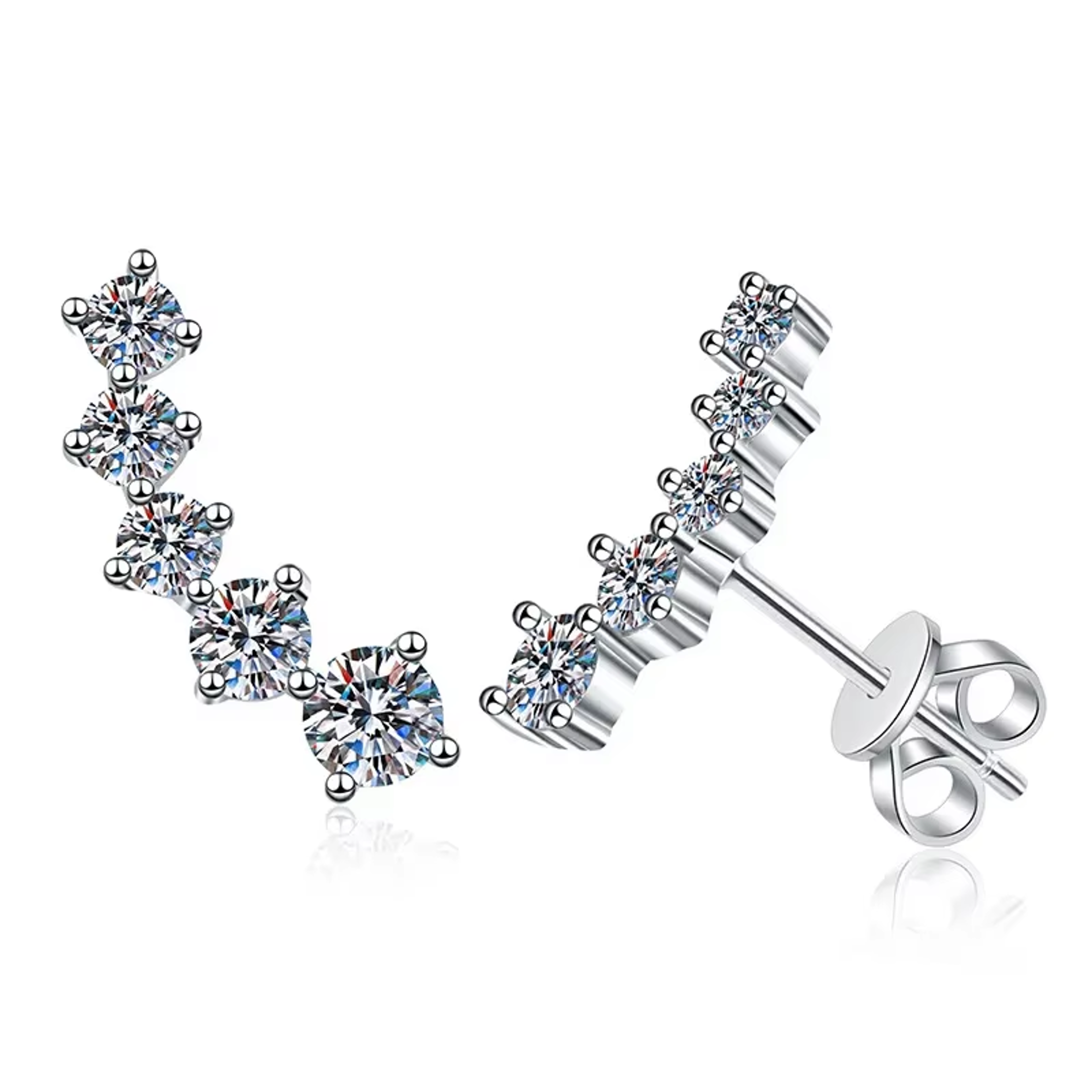 Gradient Moissanite Stud Earrings In Sterling Silver 3