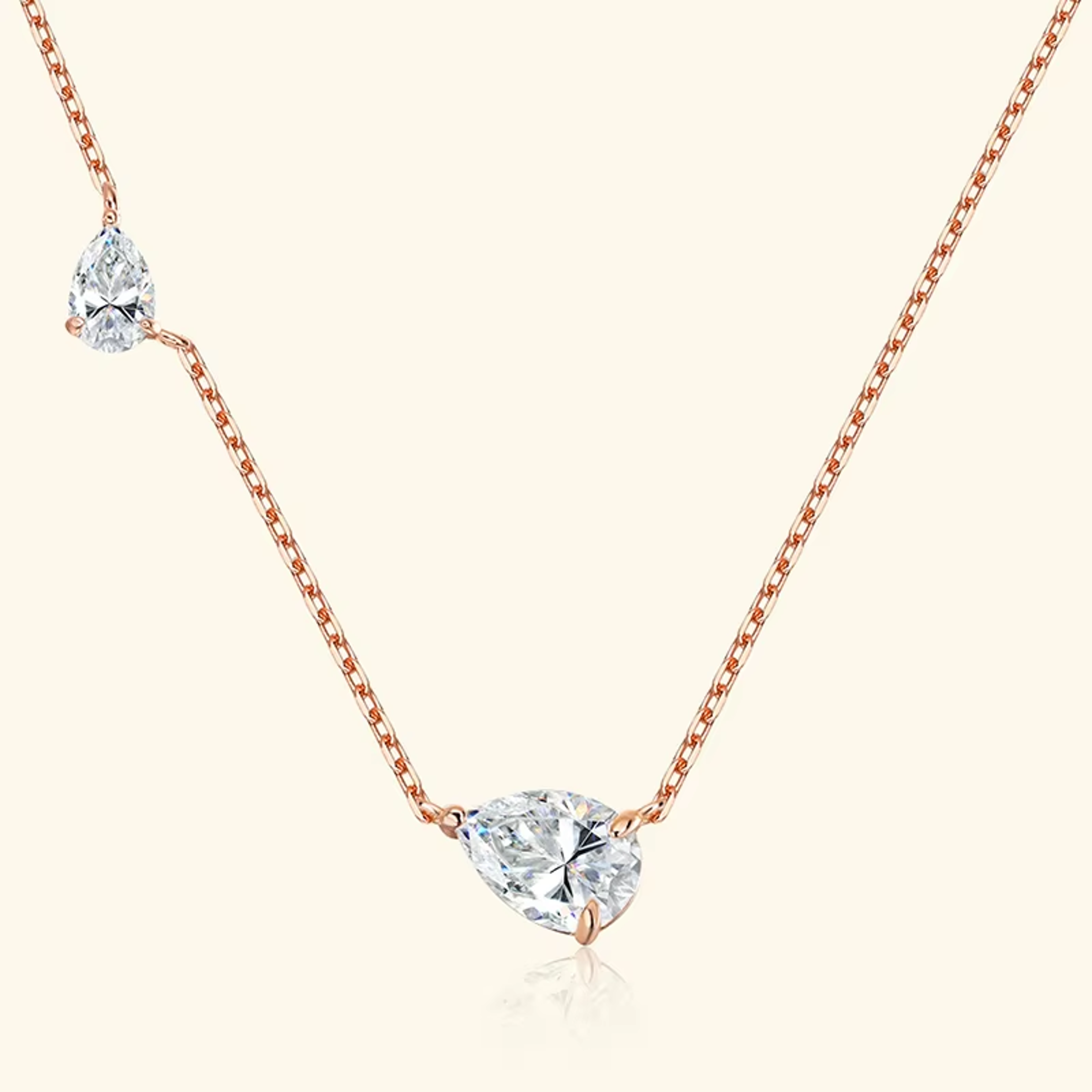 Pear Cut Moissanite Necklace Sterling Silver Two Stone Pendant 1