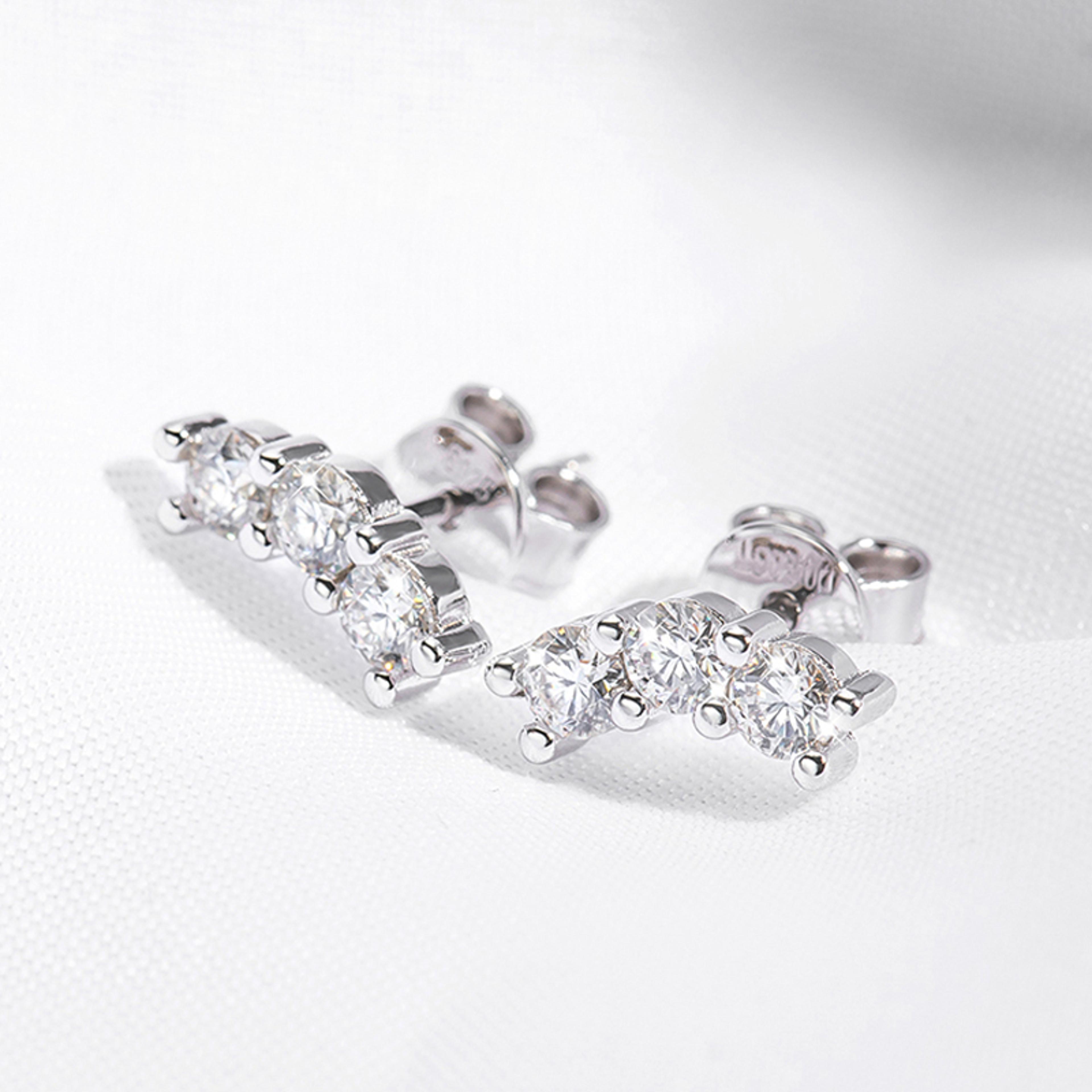 Moissanite Stud Earrings Rhodium Plated Sterling Silver 1
