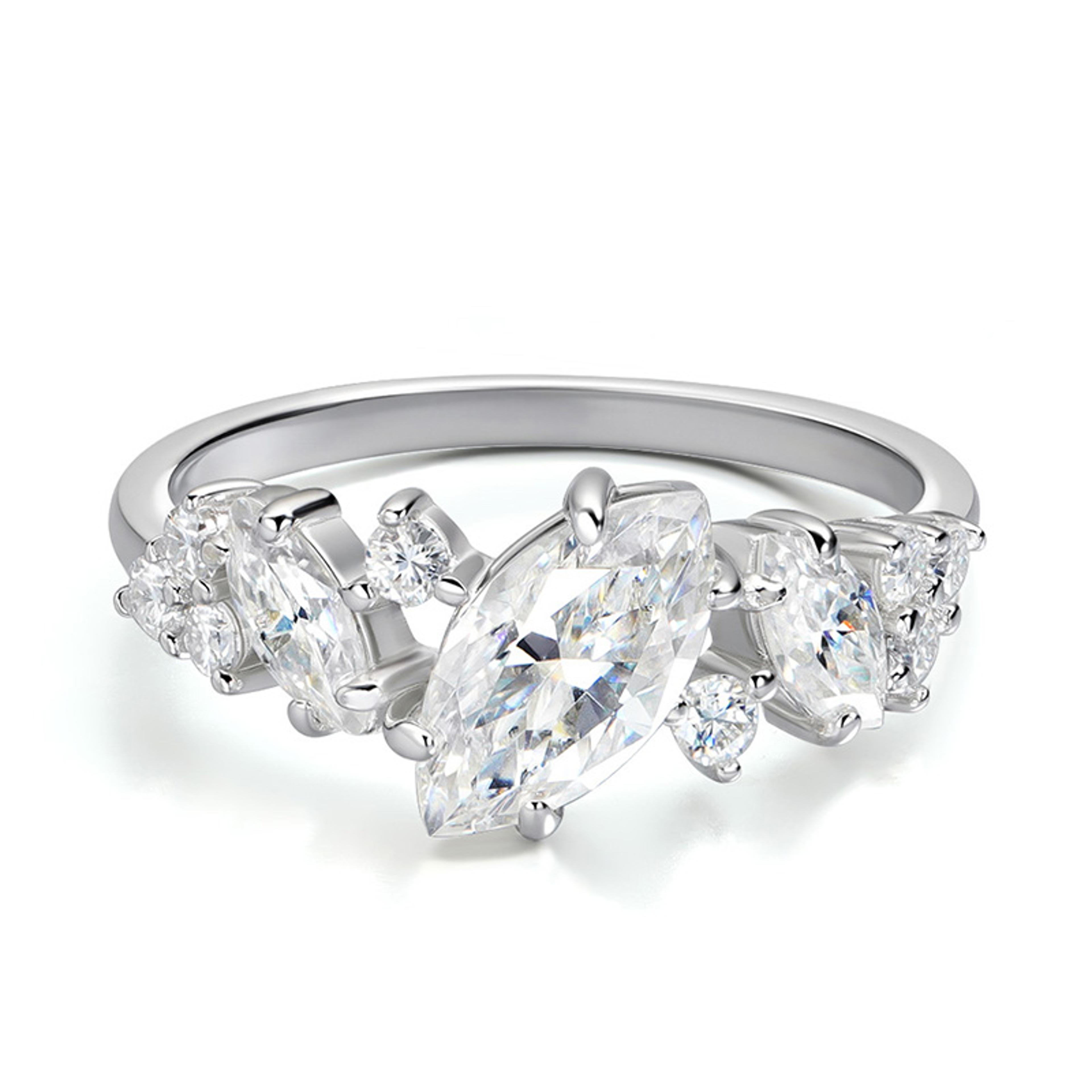 Marquise Moissanite Engagement Ring Sterling Silver Wedding Ring For Women 1