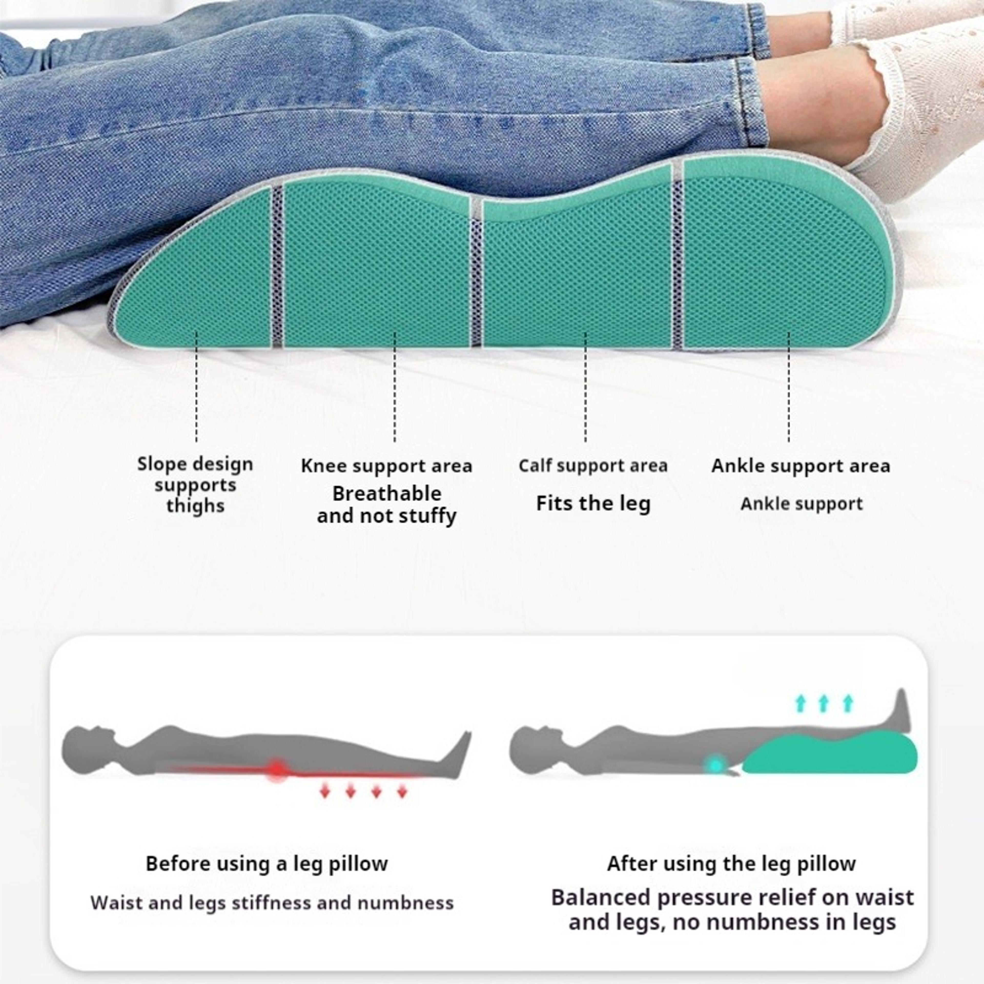 Ergonomic Memory Foam Leg Elevation Pillow For Foot And Pregnancy Support 4