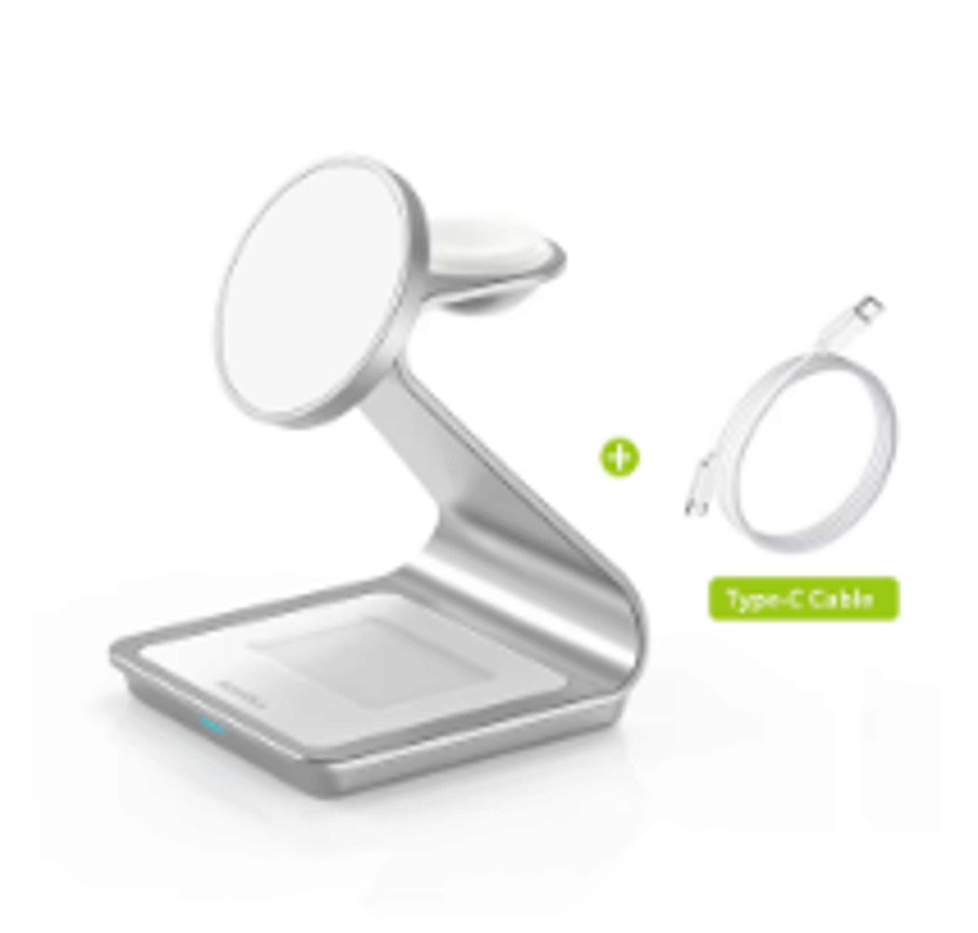 magnetic wireless charger station for phone, smartwatch & wireless earbuds
