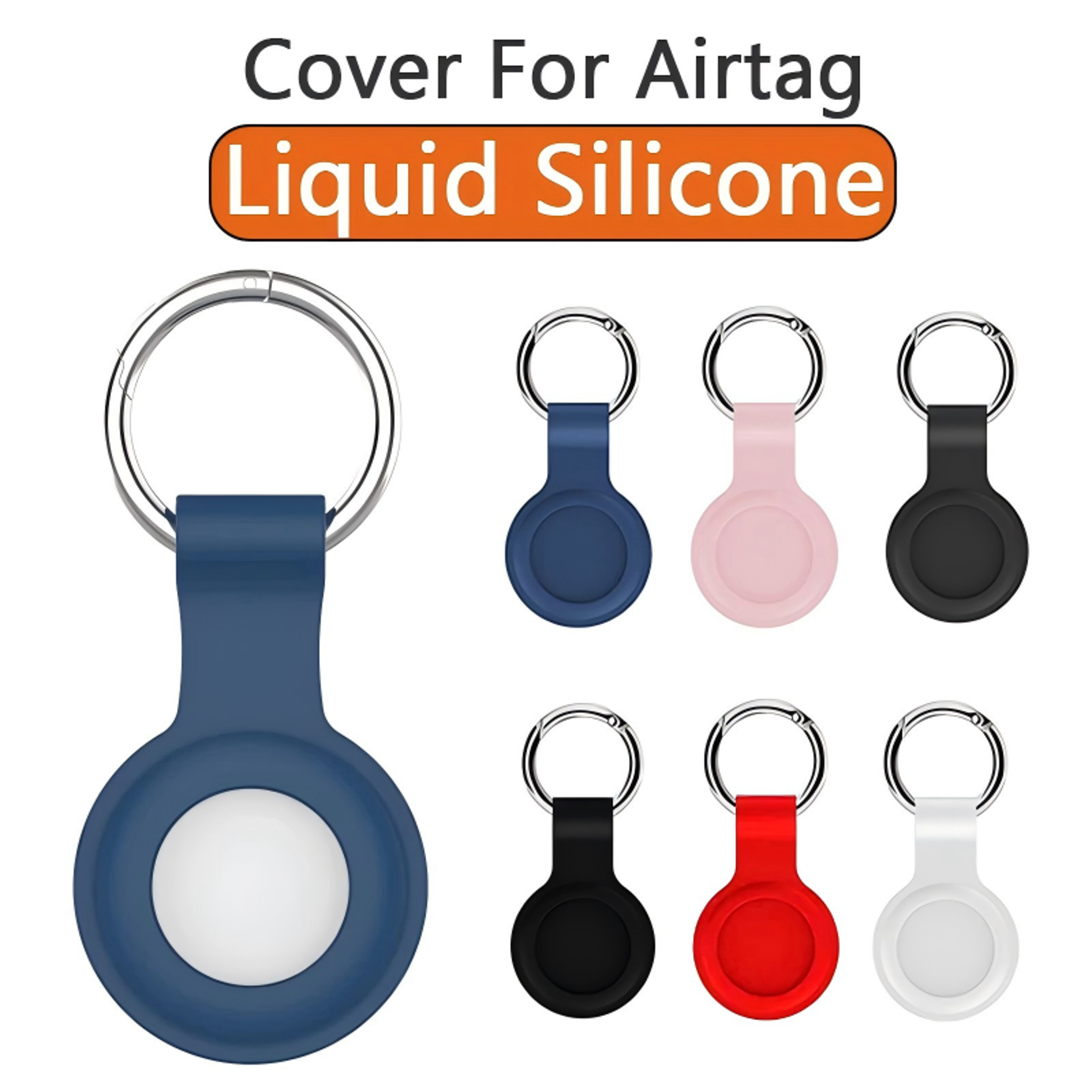 Liquid Silicone Air Tag Protective Case With Keychain 1