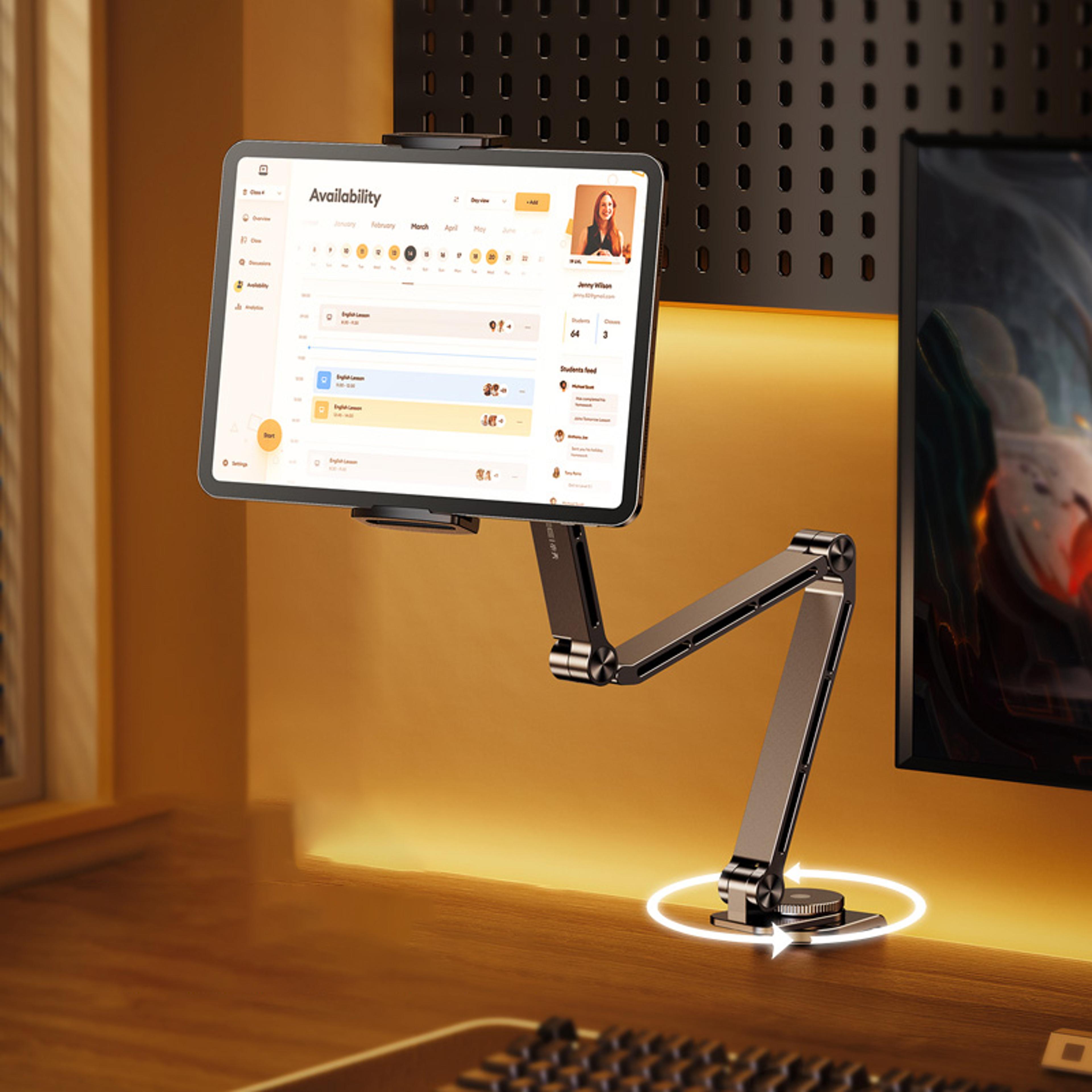 rotating folding aluminum alloy tablet and phone stand