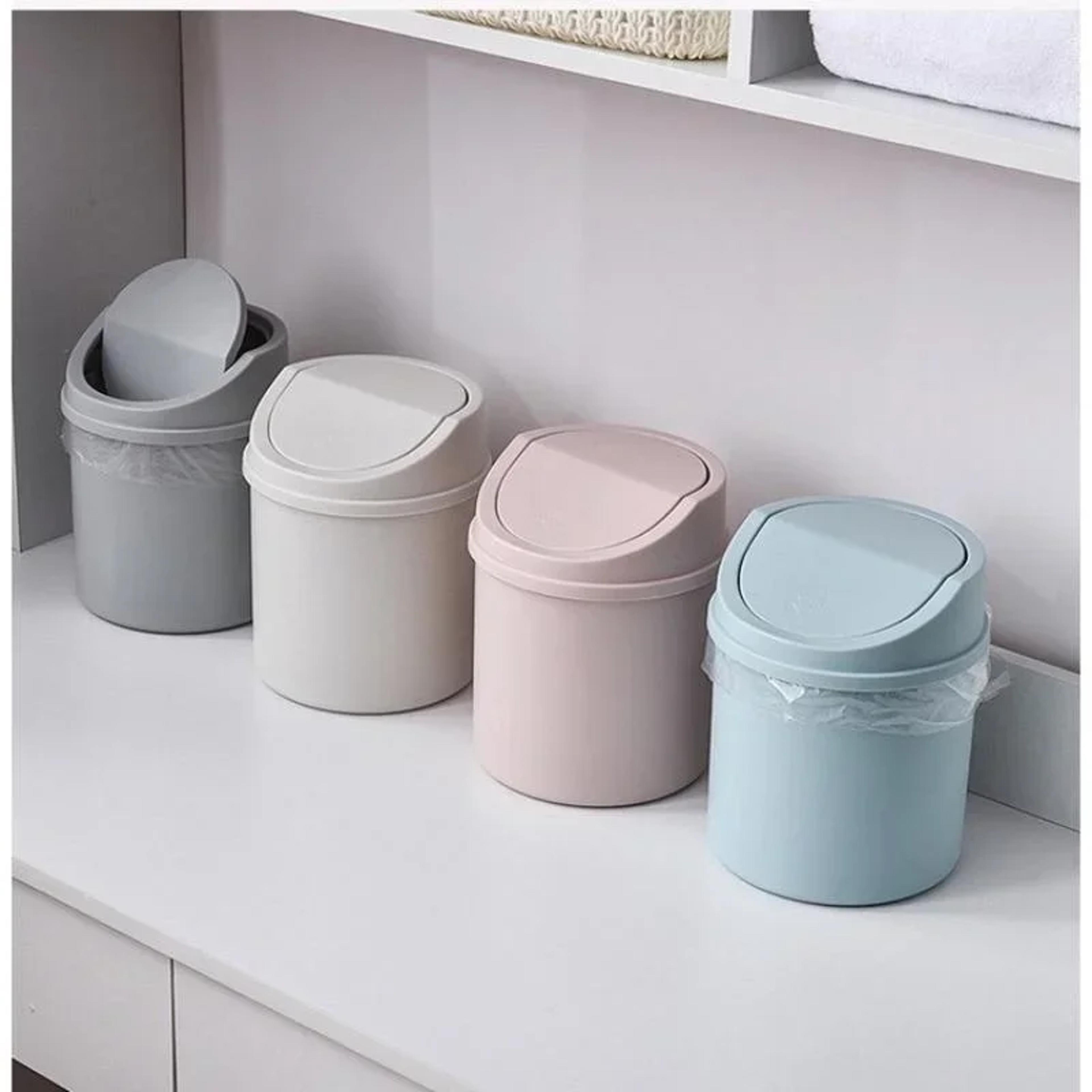 mini desktop trash can with cover for desk bedroom and workspace