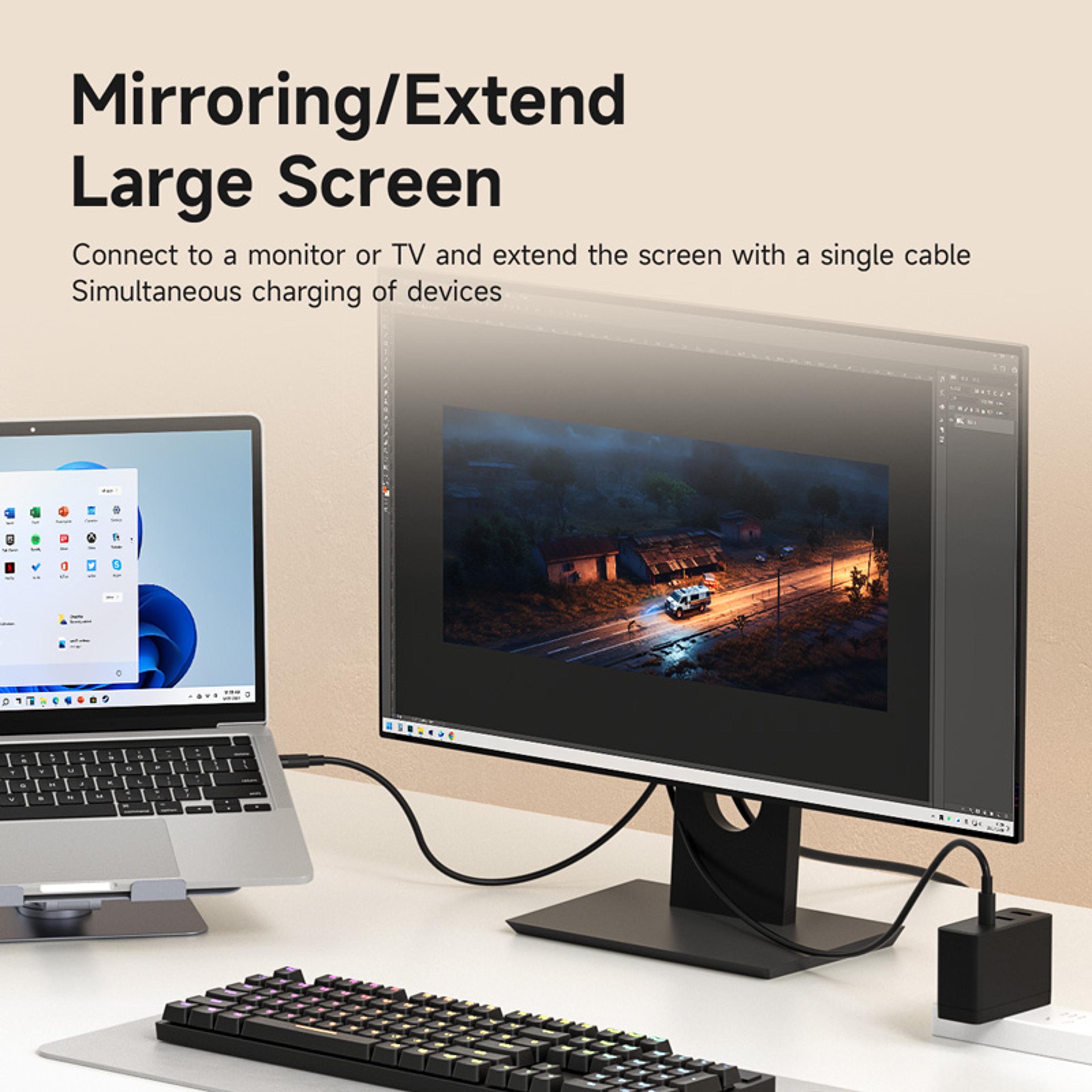 USB C To HDMI TV Dock Adapter With HDR And Hundred W PD 2