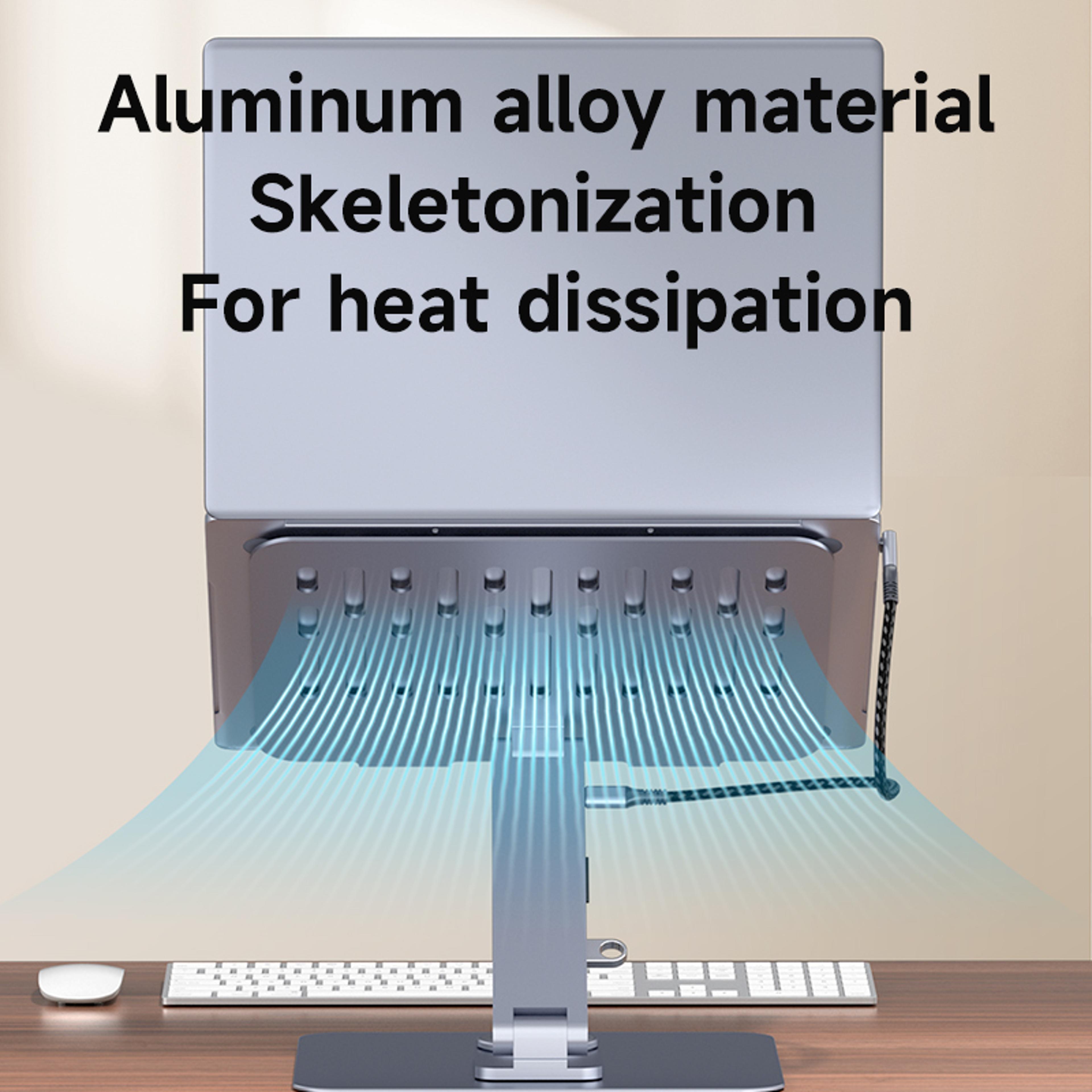 Adjustable Aluminum Laptop Stand With USB C Dock Degree Rotating Ergonomic Riser 4