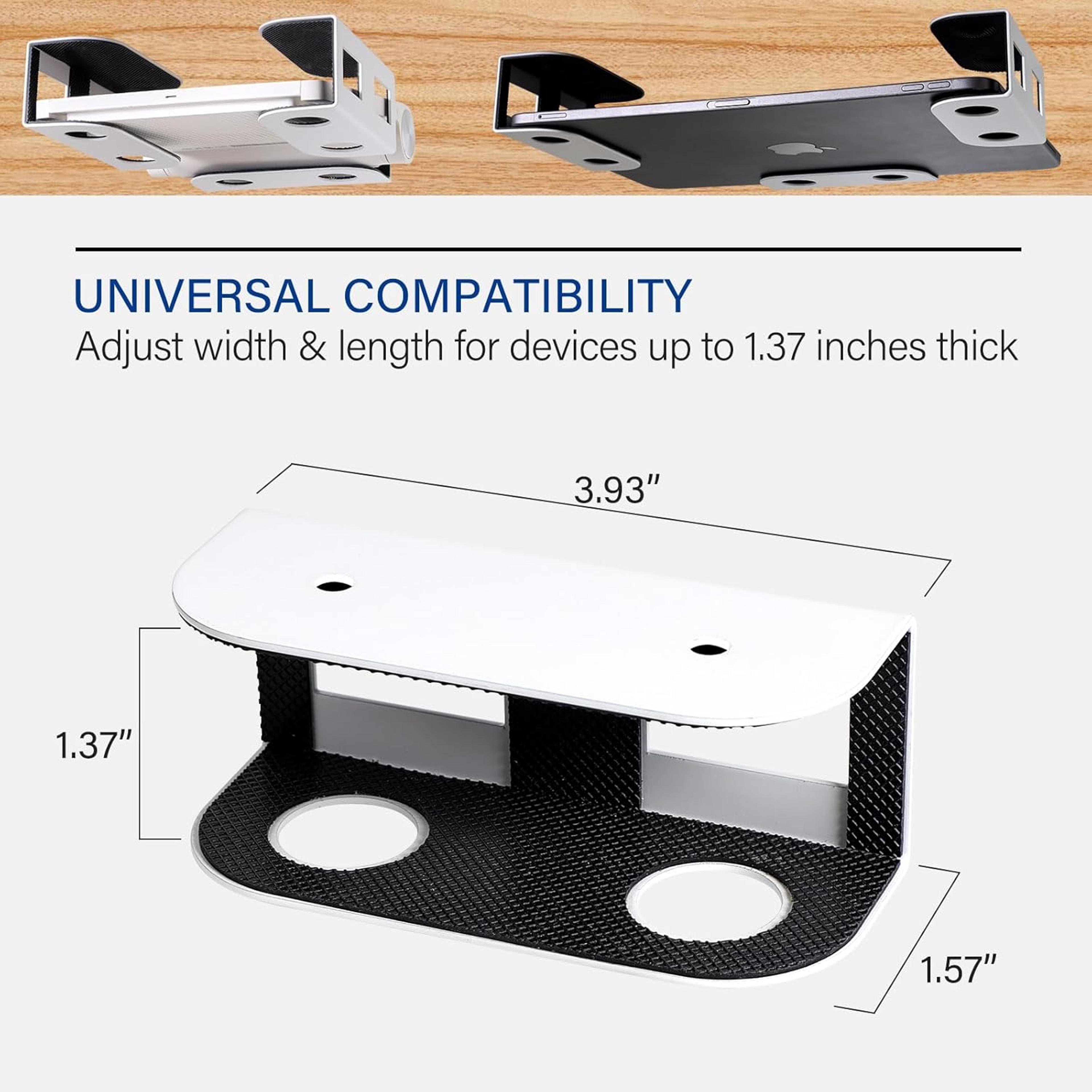 Under Desk Laptop Mount Carbon Steel Shelf Holder With Anti Scratch Silicone 5