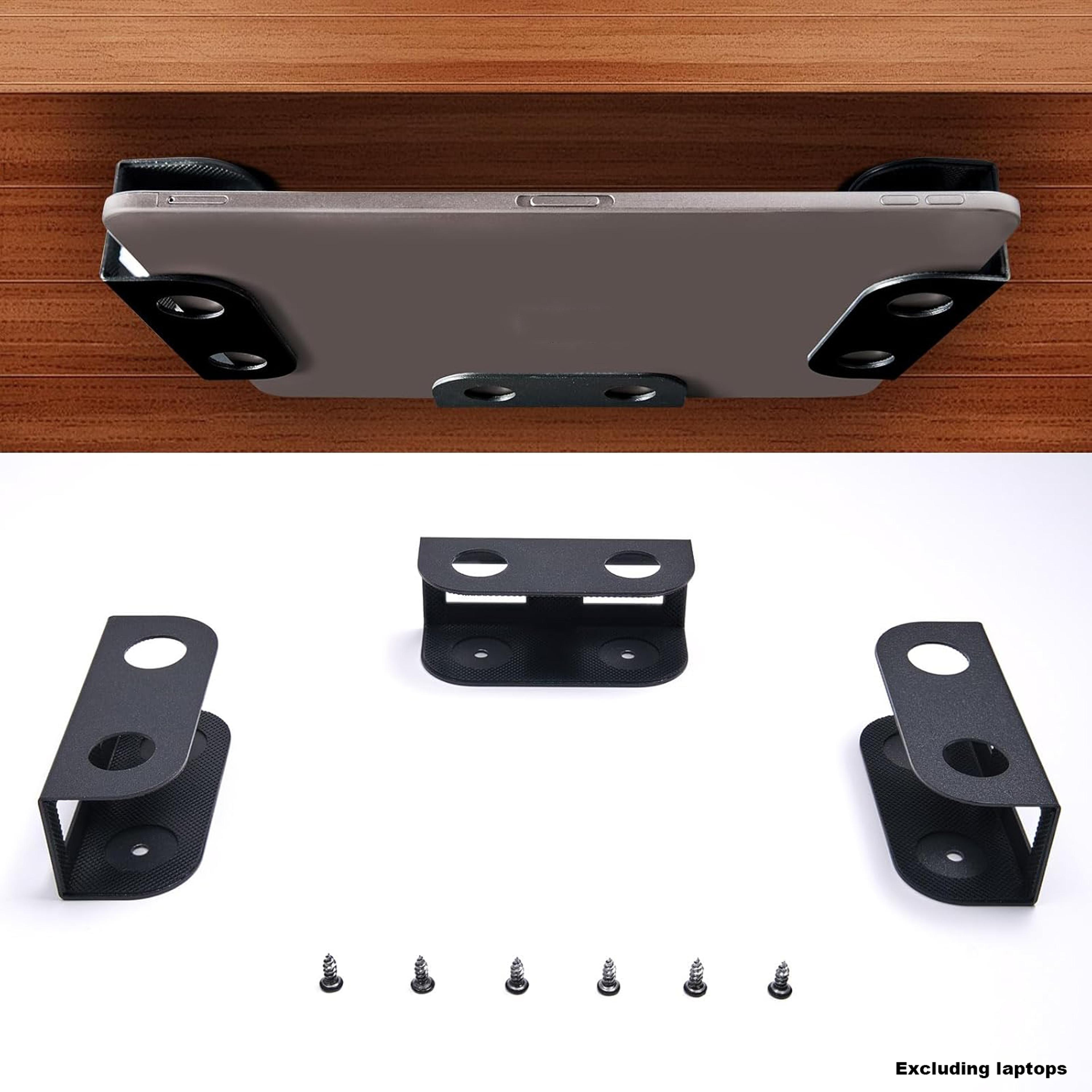 Under Desk Laptop Mount Carbon Steel Shelf Holder With Anti Scratch Silicone 6