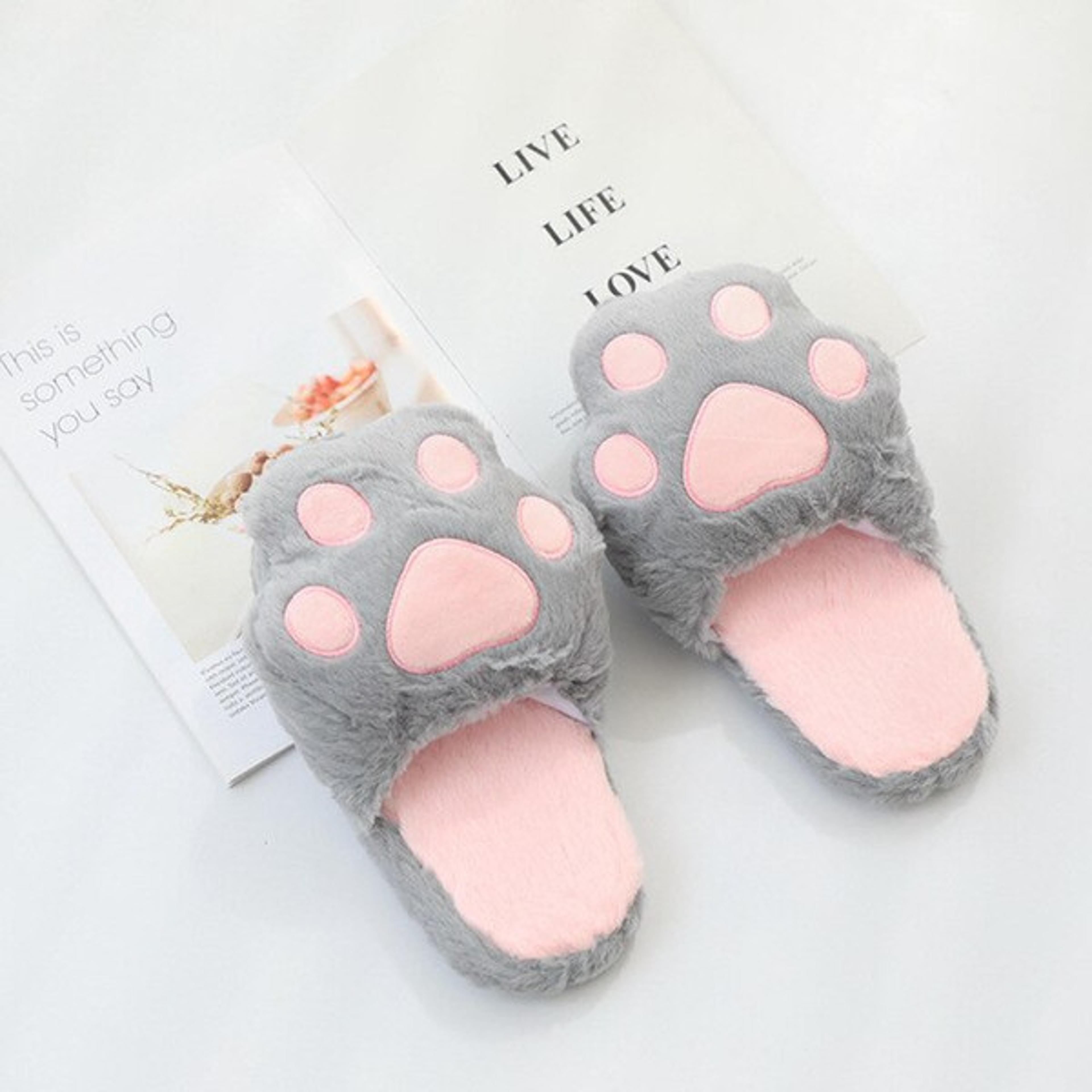 Fluffy Kitty Cat Paws Slippers (4).jpg