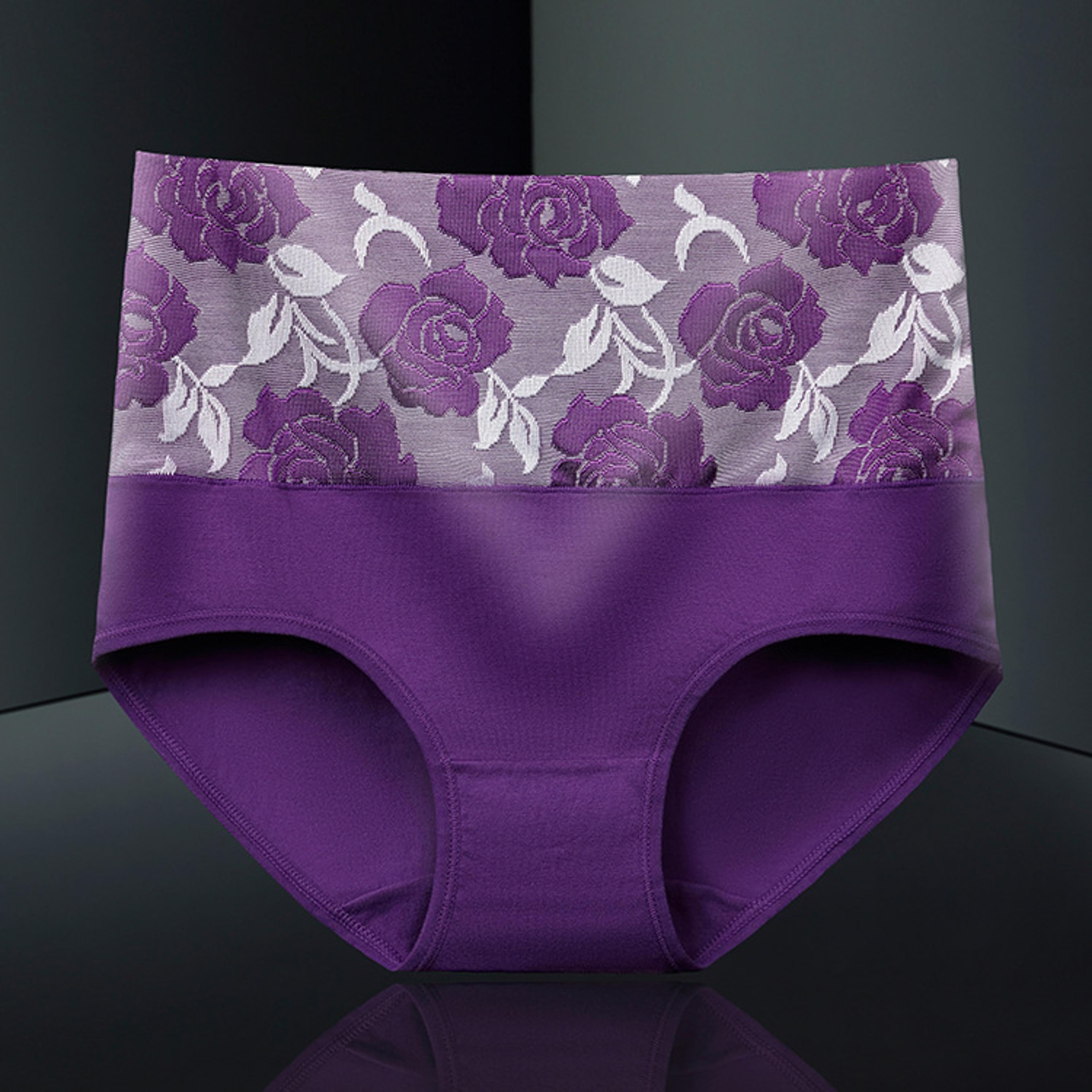 Cotton High Waisted Abdominal Underwear Purple 1