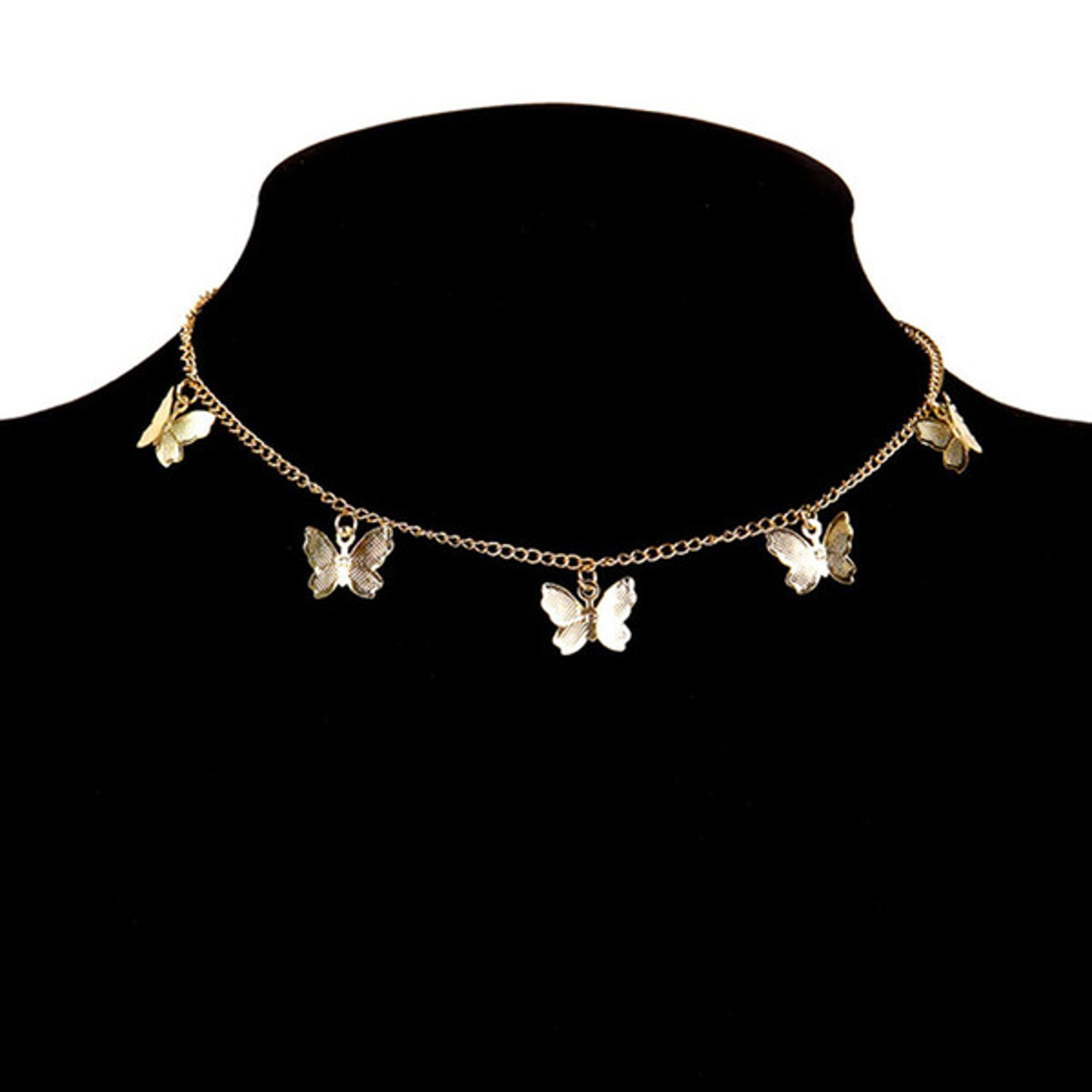 Butterfly chain choker necklace for women