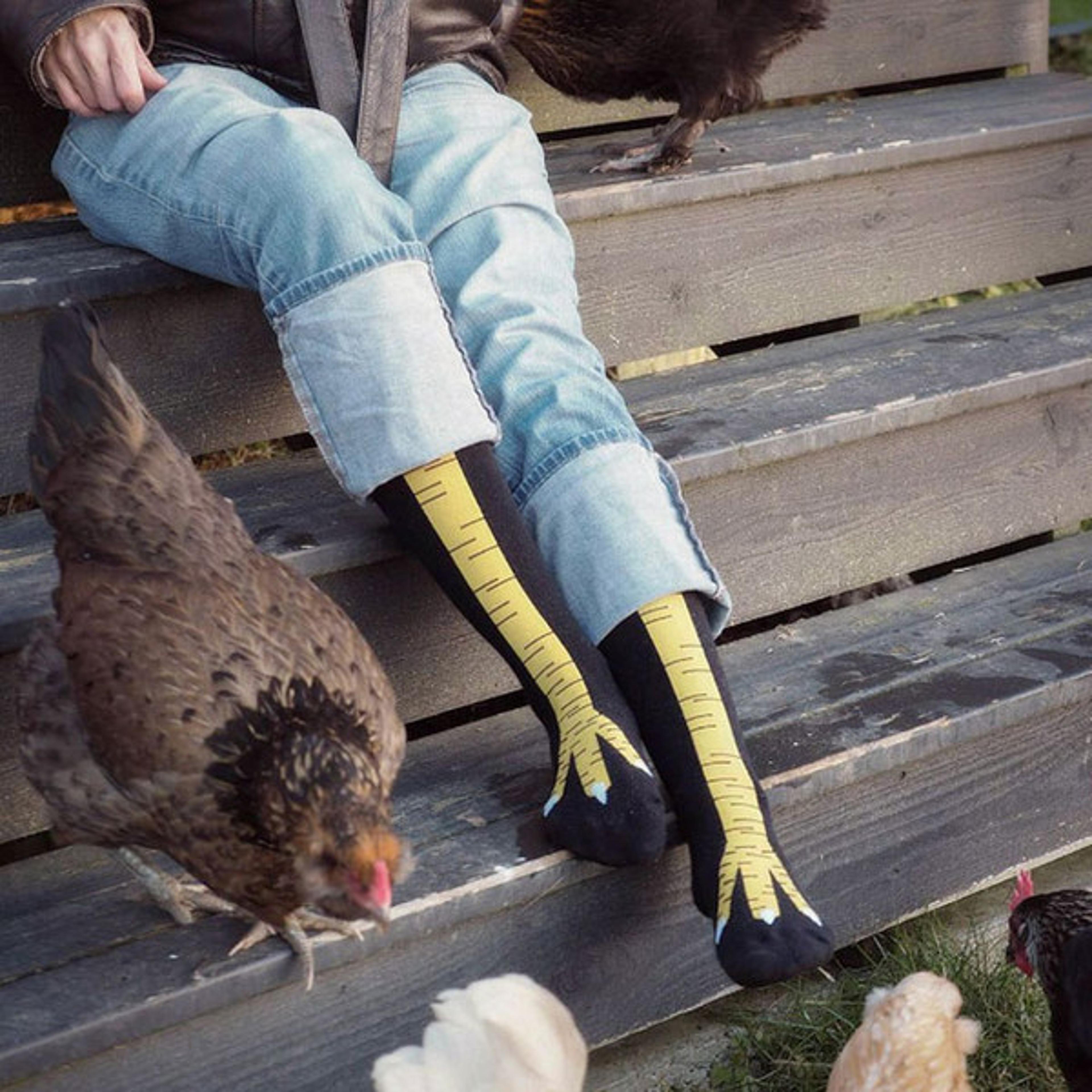 funny chicken leg socks - unisex chicken feet knee-high | perfect christmas & halloween gift
