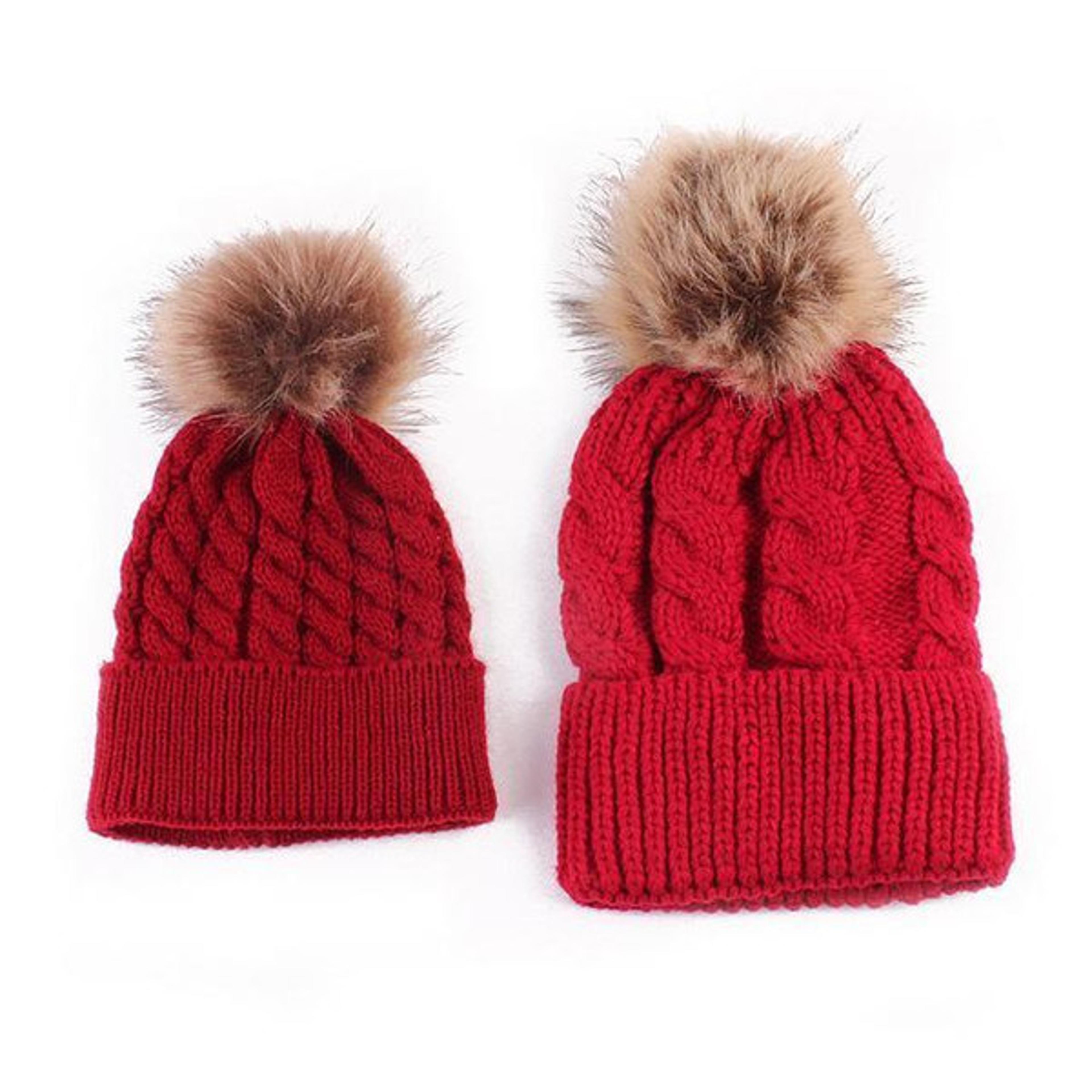 Warm matching beanies for moms and toddlers