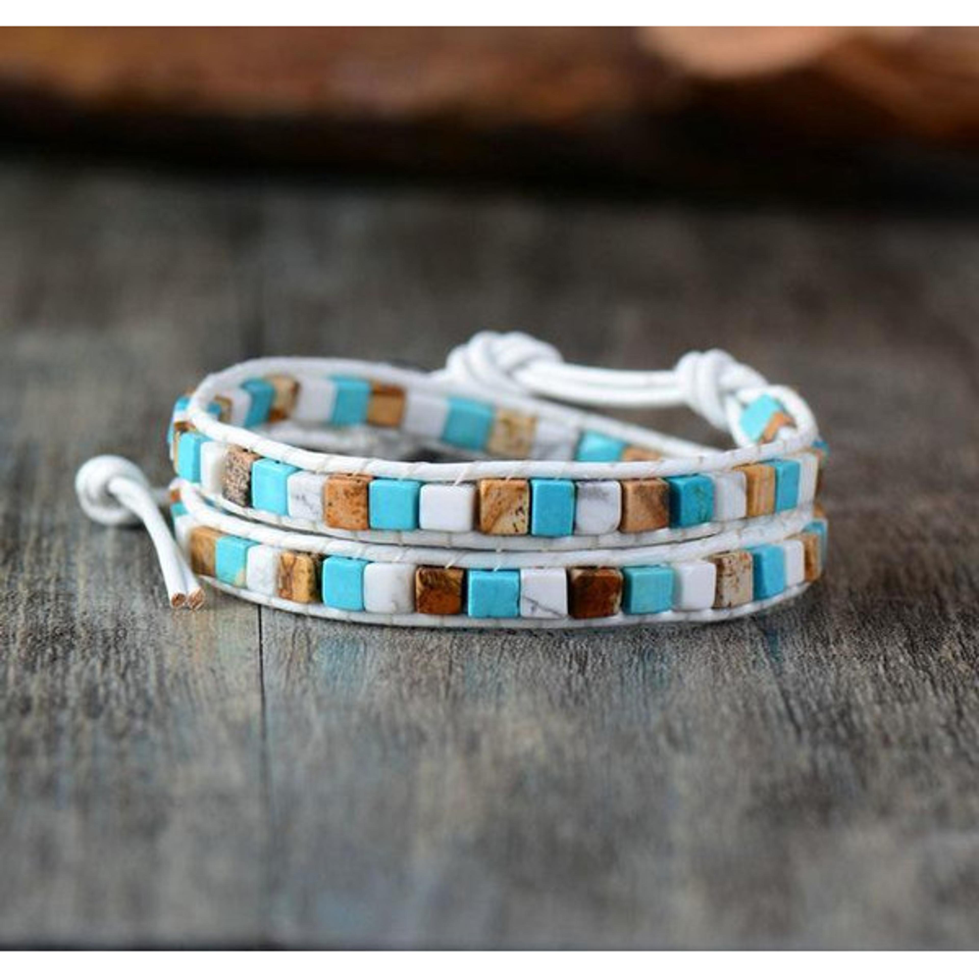 Bohemian stone wrap bracelet for birthdays