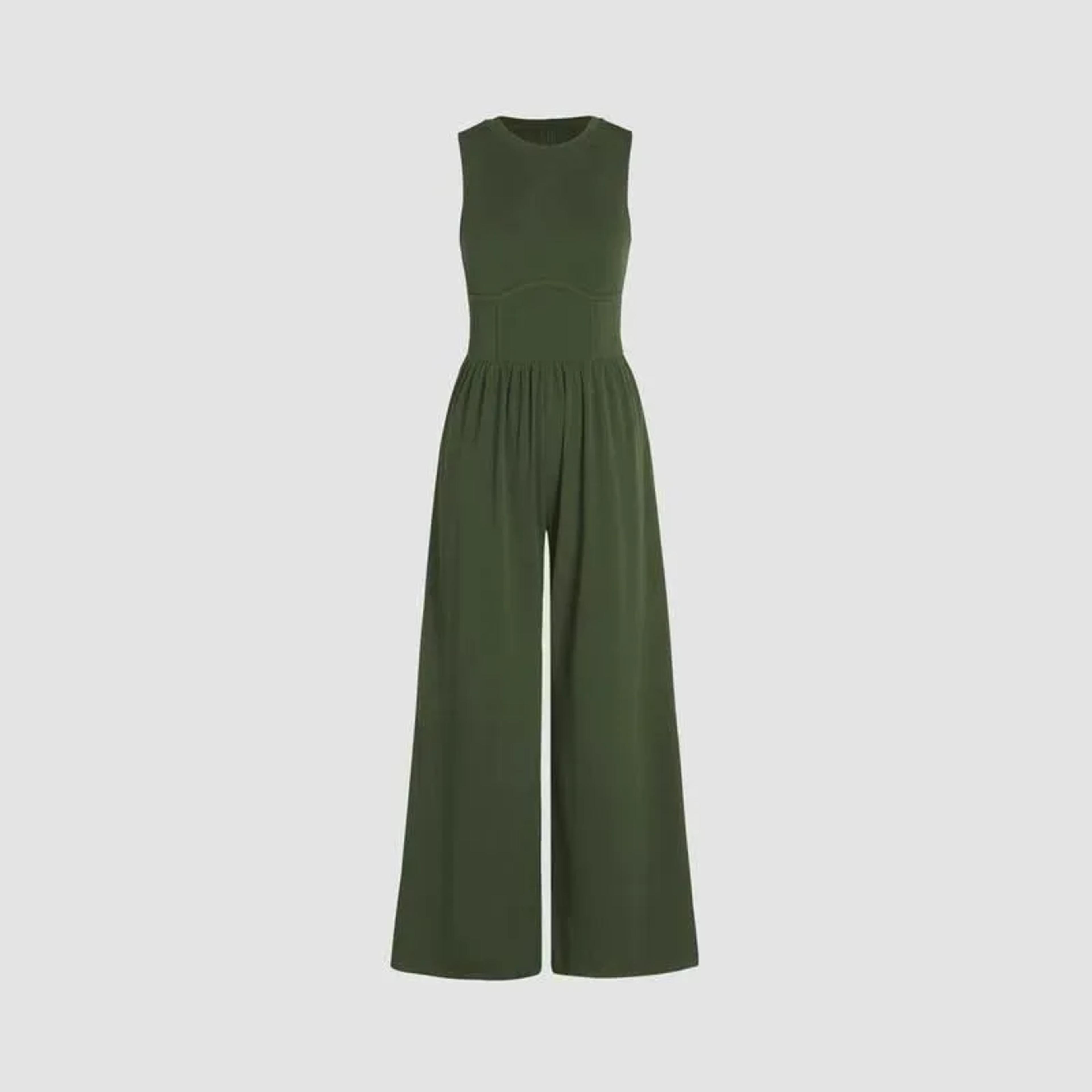 Womens High Waist Patent Leather Wide Leg Jumpsuit 3